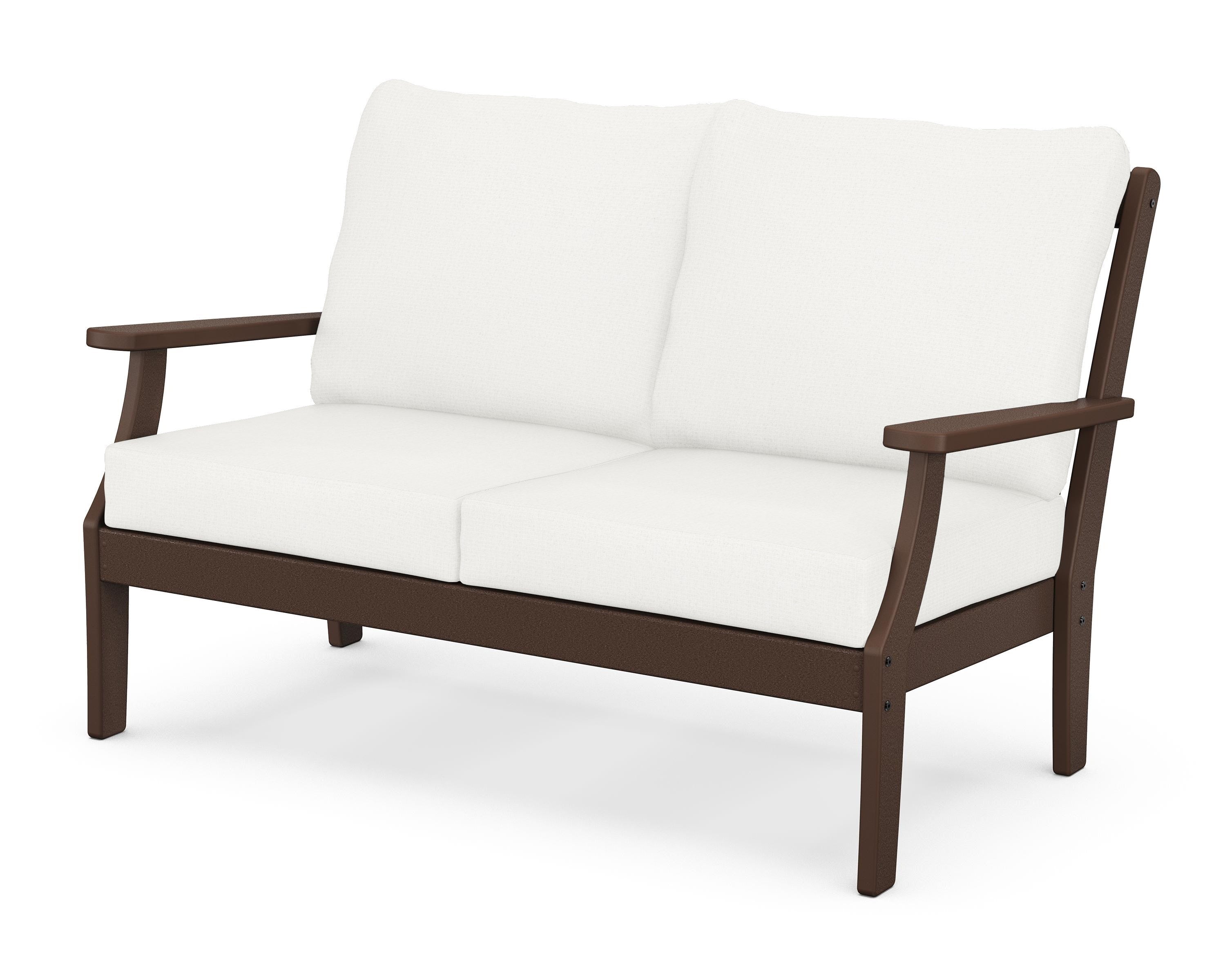 POLYWOOD® Braxton Deep Seating Loveseat in Mahogany / Natural Linen