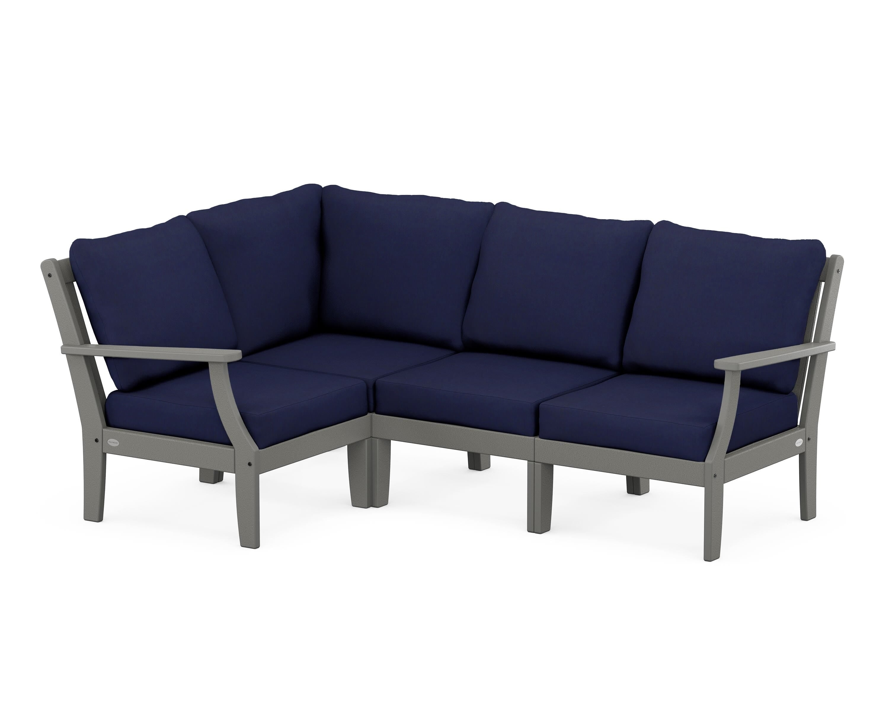 POLYWOOD® Braxton Modular 4-Piece Deep Seating Set in Slate Grey / Navy