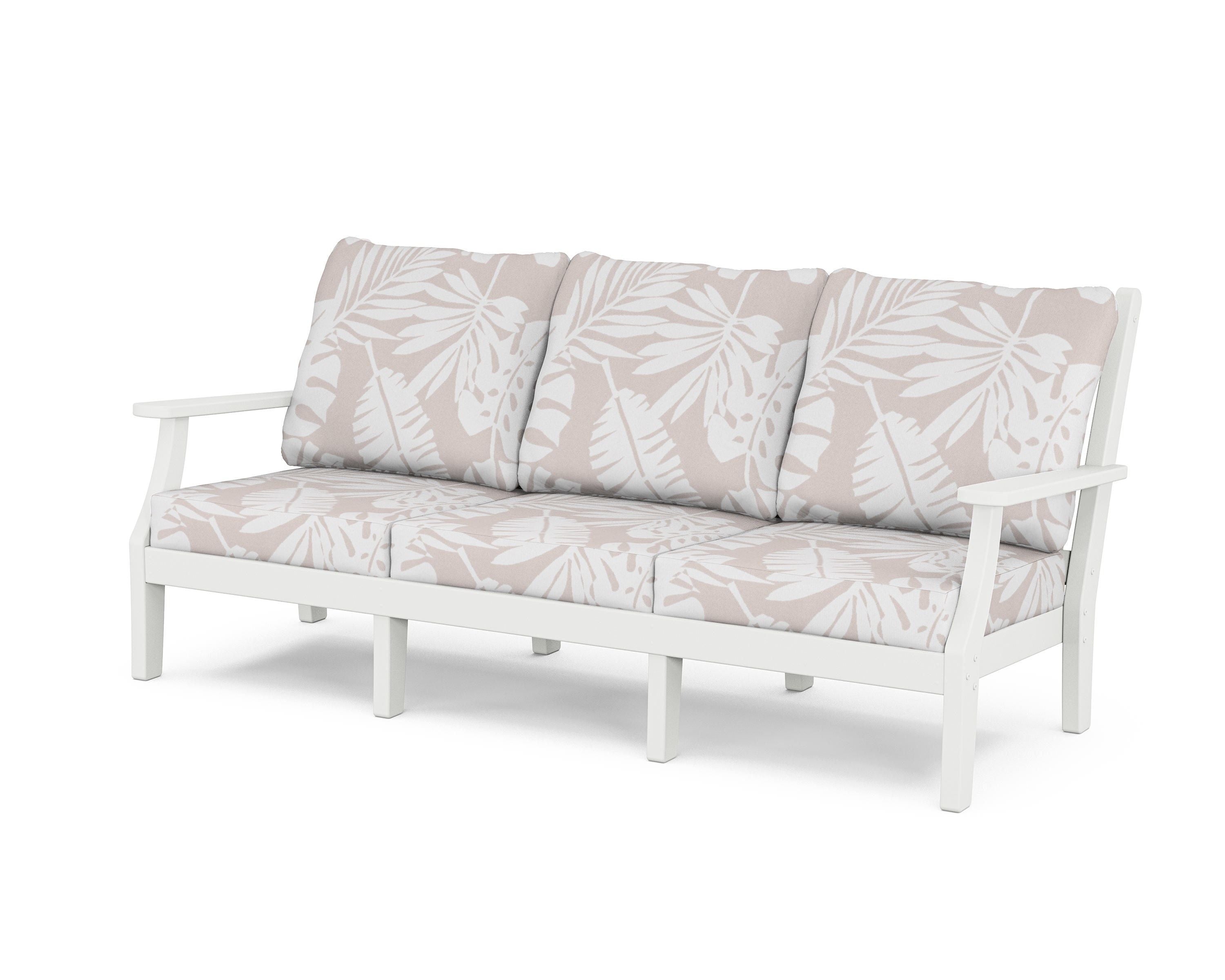 Country Living Wovendale Deep Seating Sofa in White / Leaf Dune Burlap
