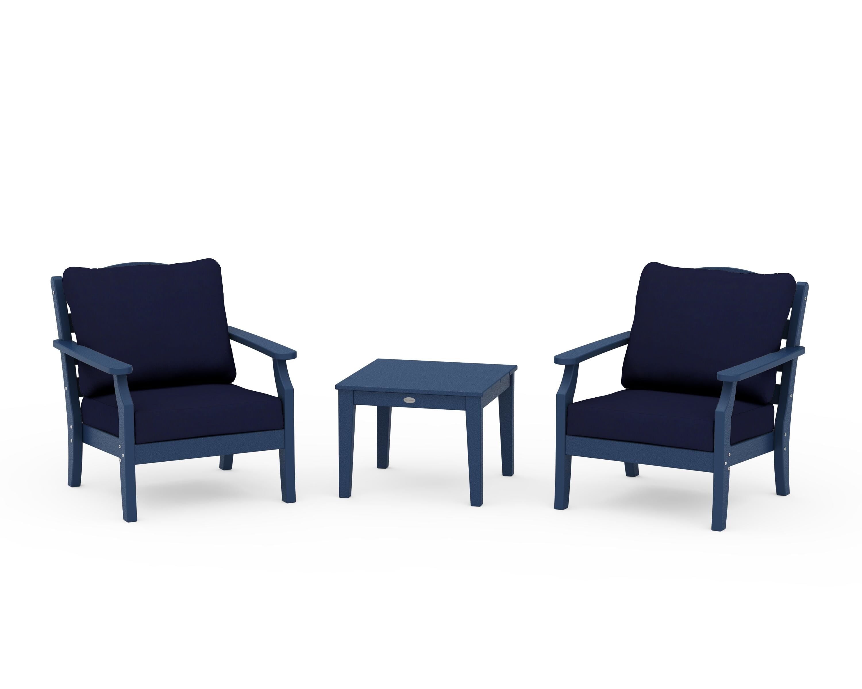 Draper James™ by POLYWOOD® Savannah 3-Piece Deep Seating Set in Navy / Navy