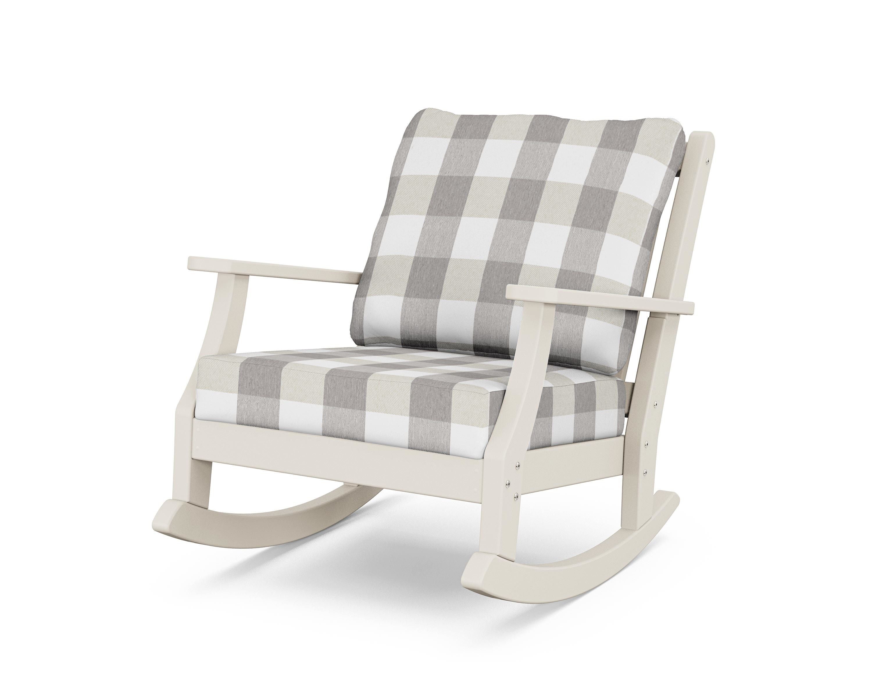 Country Living Wovendale Deep Seating Rocking Chair in Sand / Buffalo Plaid Grey Mist