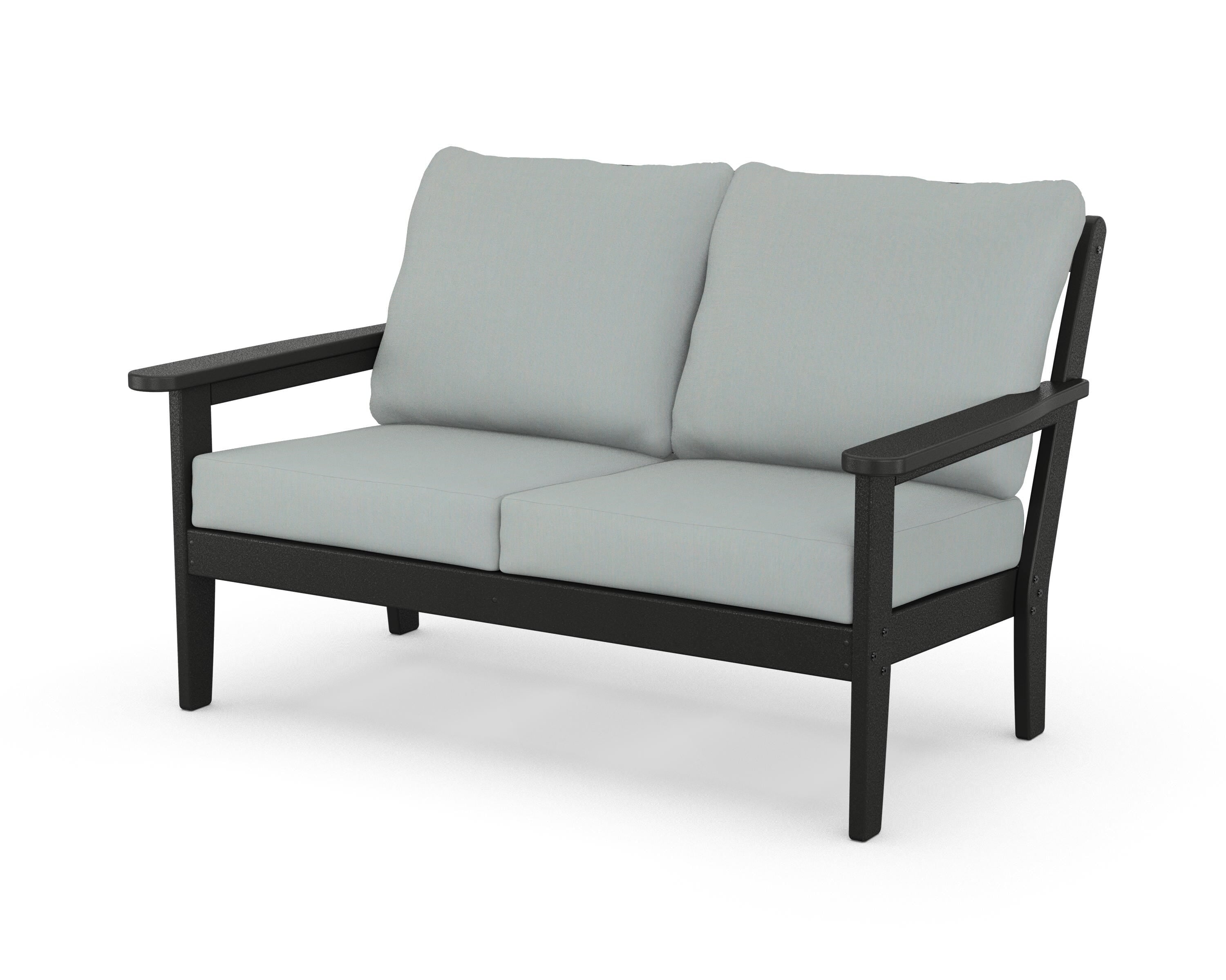 Country Living Cottage Deep Seating Loveseat in Black / Spa
