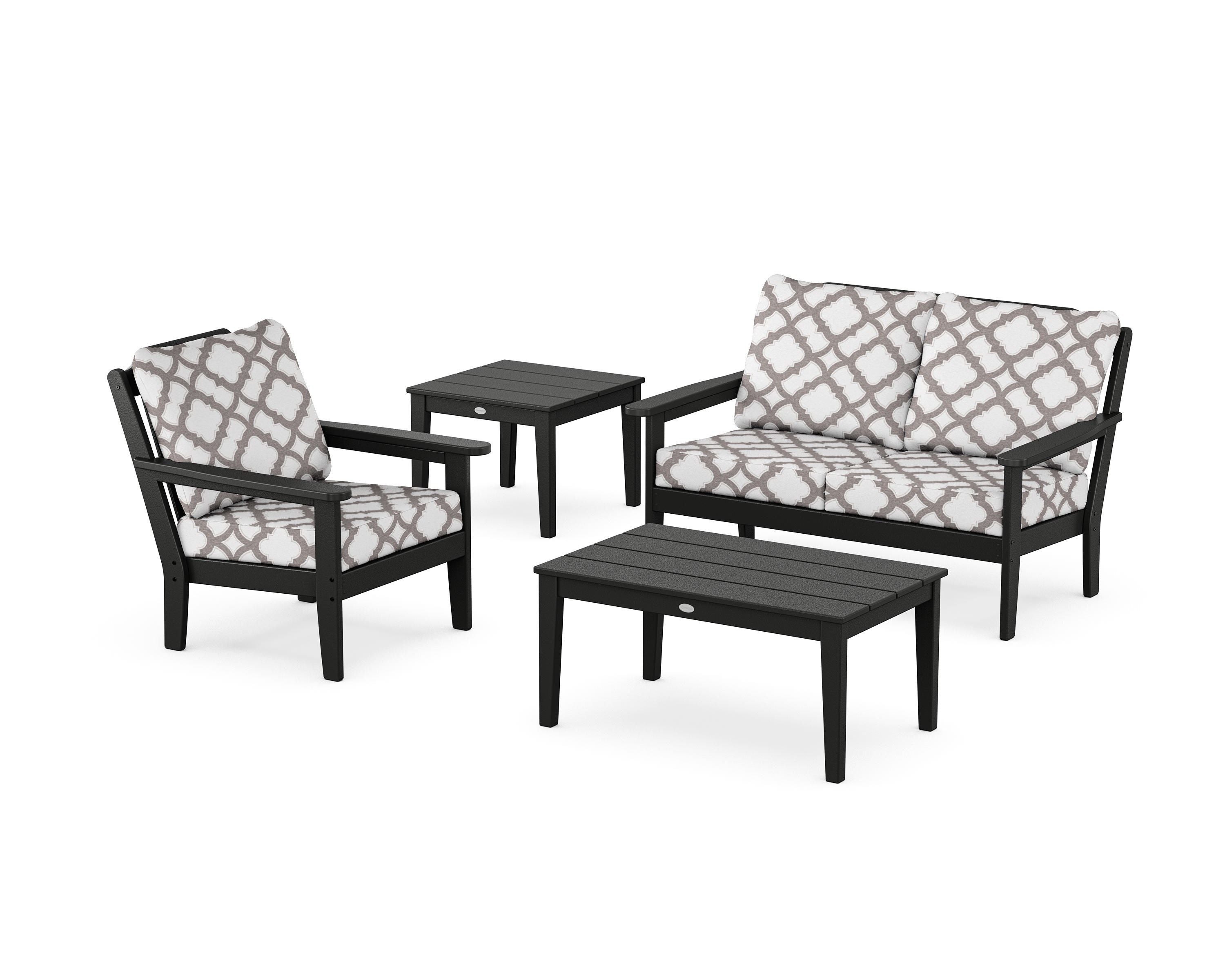 Country Living Wovendale 4-Piece Deep Seating Set in Black / Trellis Grey Mist