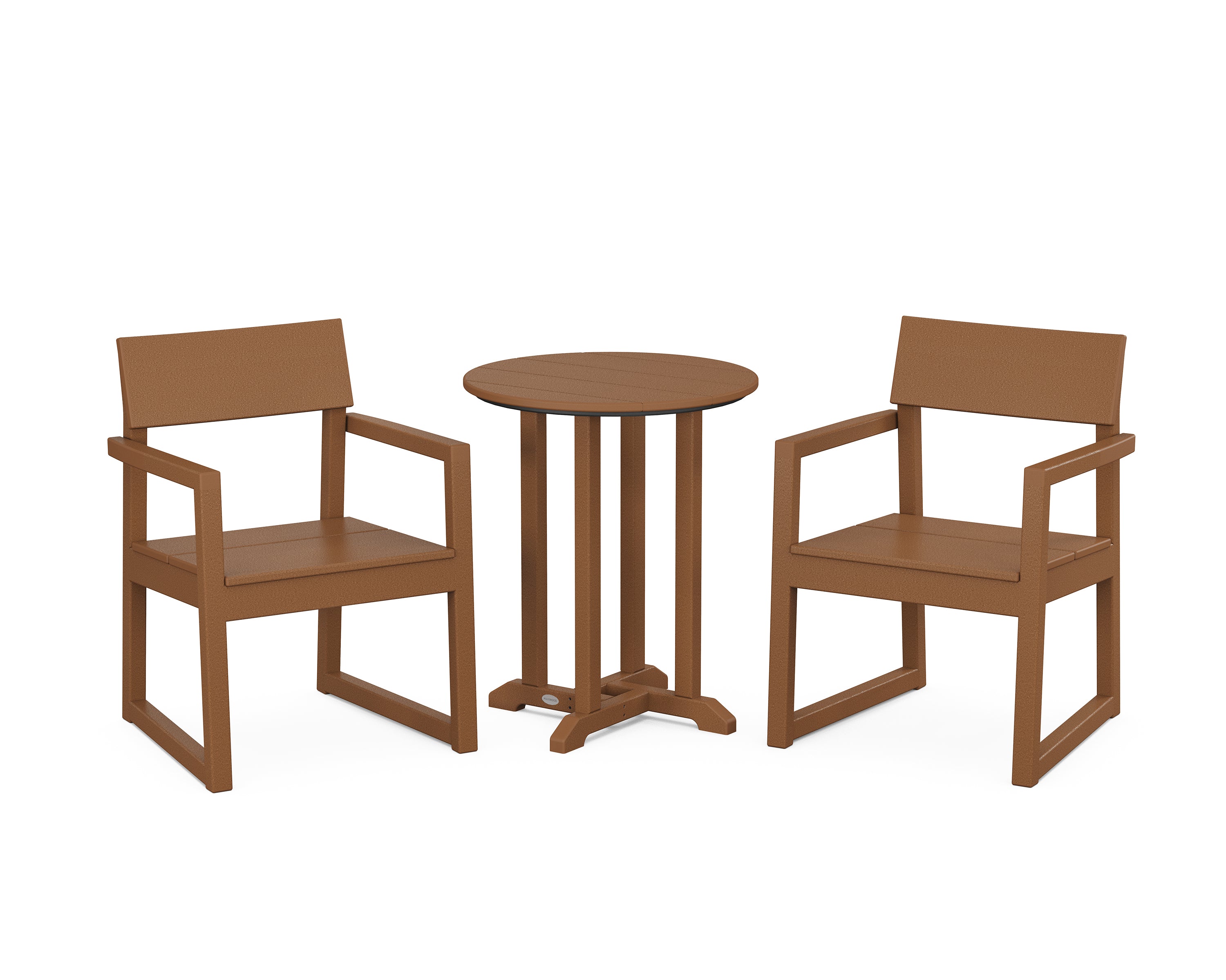 POLYWOOD® EDGE 3-Piece Round Bistro Dining Set in Teak