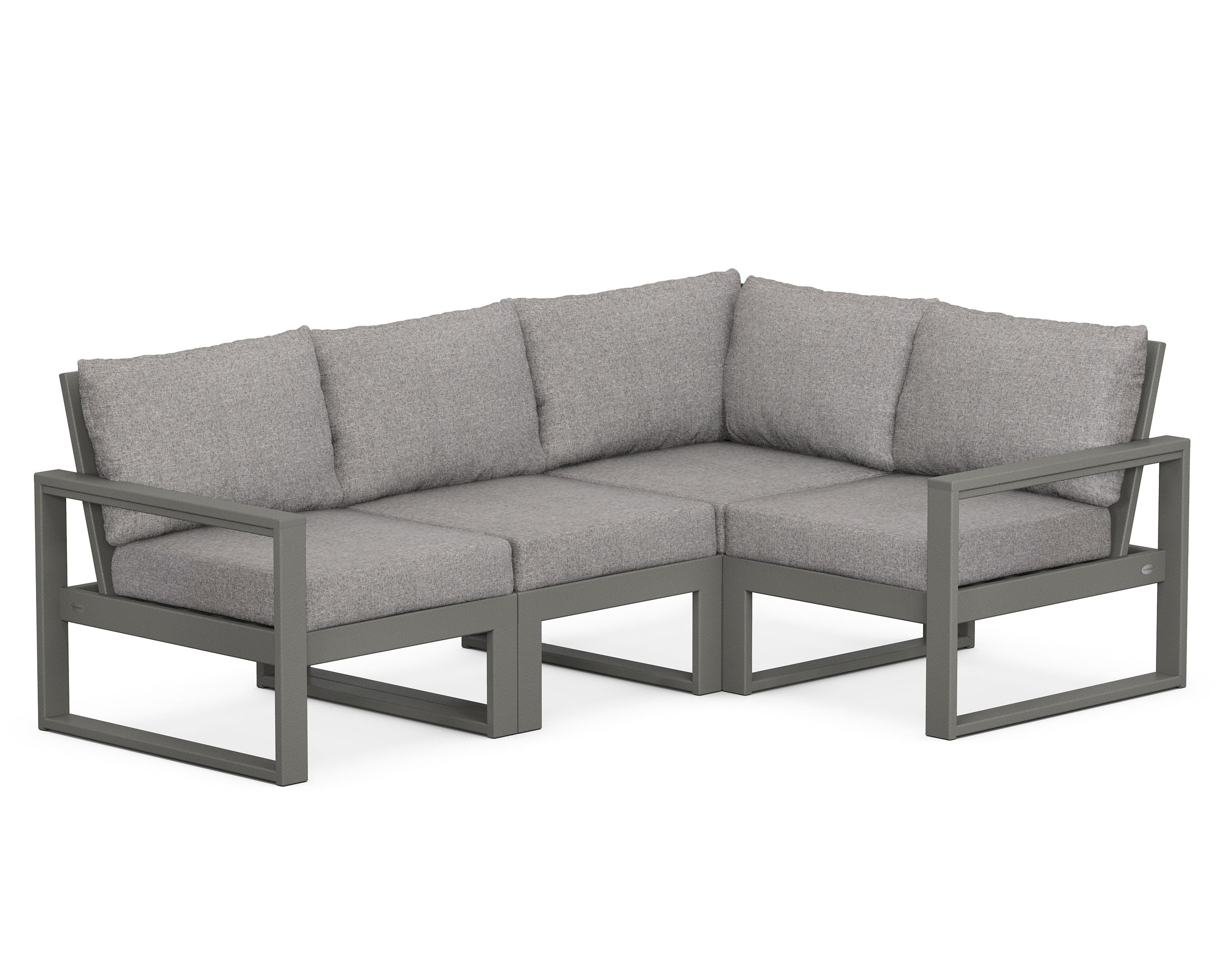 POLYWOOD® EDGE 4-Piece Modular Deep Seating Set in Slate Grey / Grey Mist
