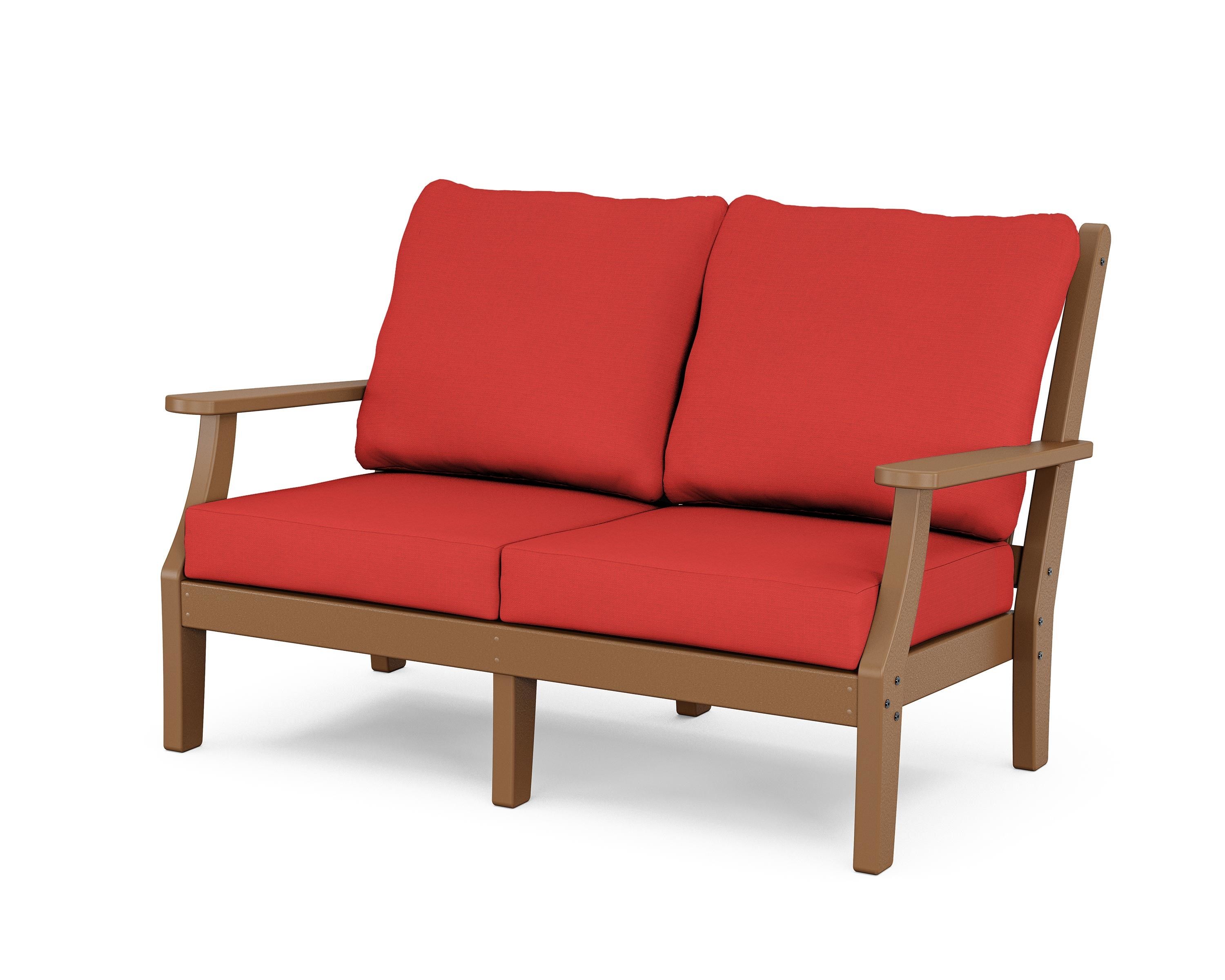 Country Living Wovendale Deep Seating Loveseat in Teak / Crimson Linen