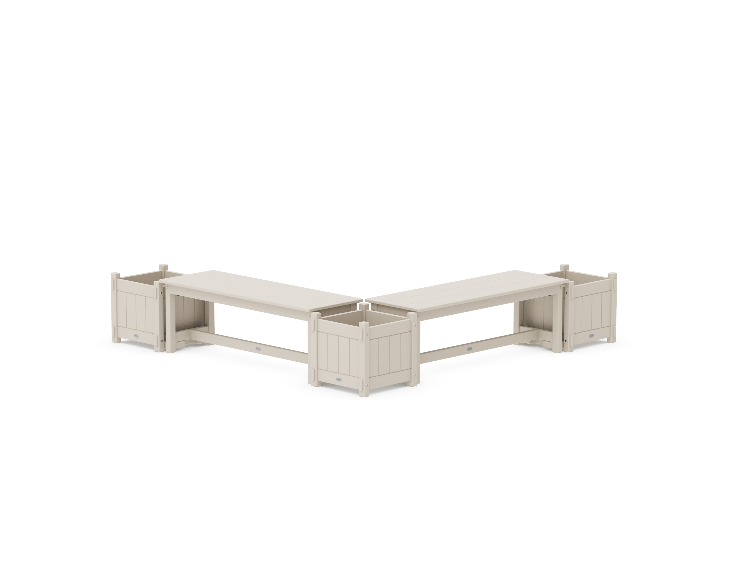 POLYWOOD® 48" Vineyard L- Shaped Planter Bench Corner Set in Sand