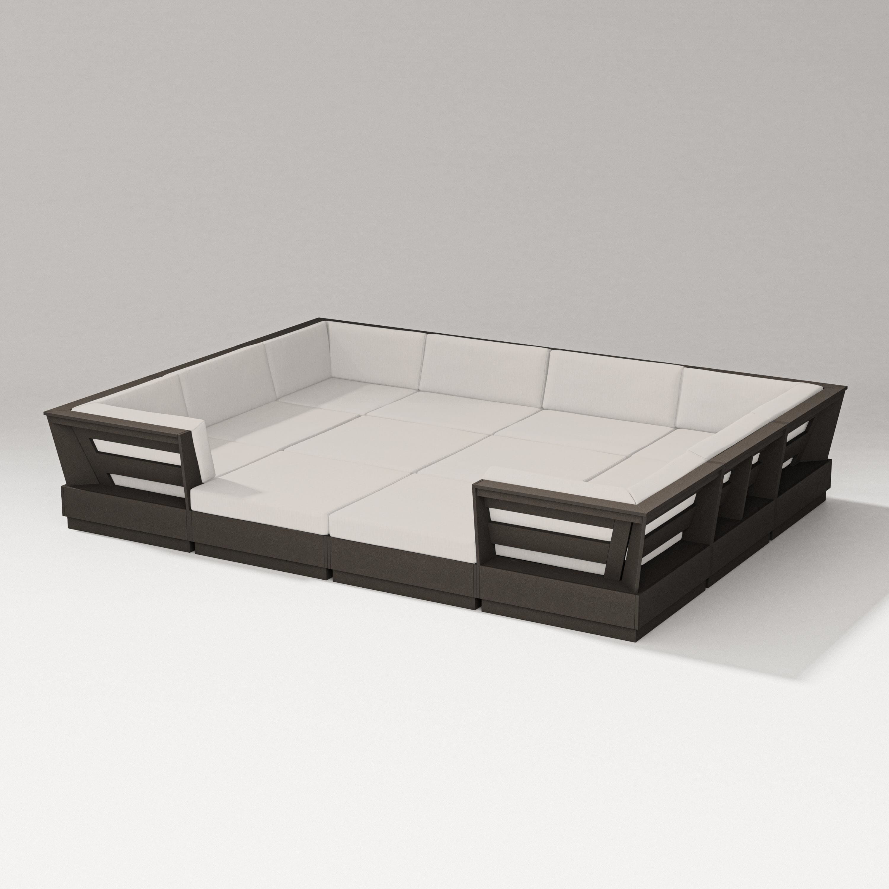 PW Designer Series Elevate 12-Piece Pit Sectional in Vintage Coffee / Cast Ash