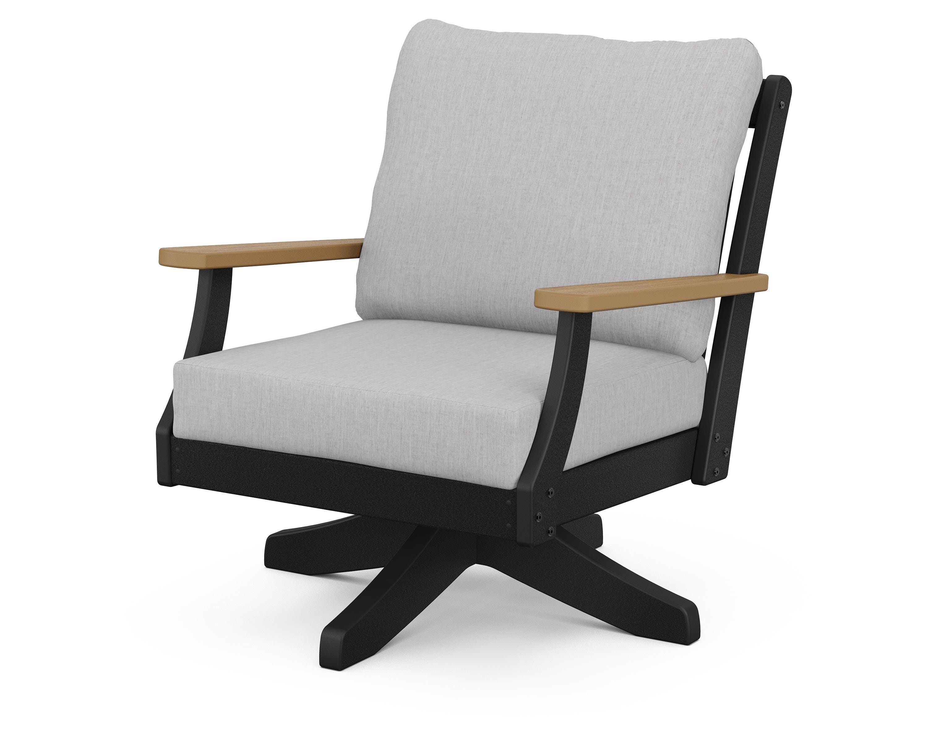 POLYWOOD® Braxton Deep Seating Swivel Chair in Black / Natural / Granite