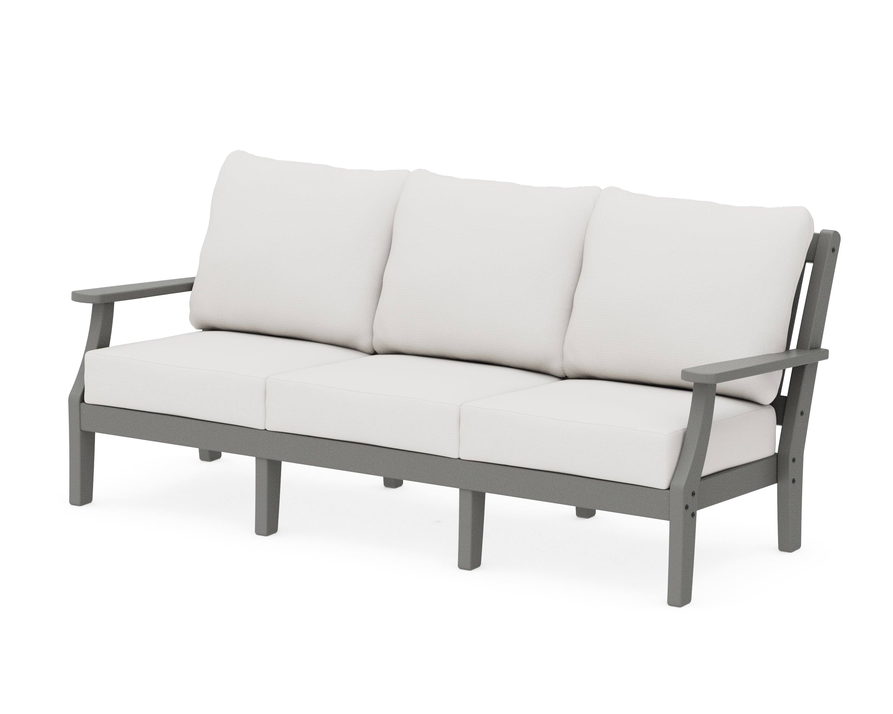 Martha Stewart by POLYWOOD® Chinoiserie Deep Seating Sofa in Slate Grey / Natural Linen
