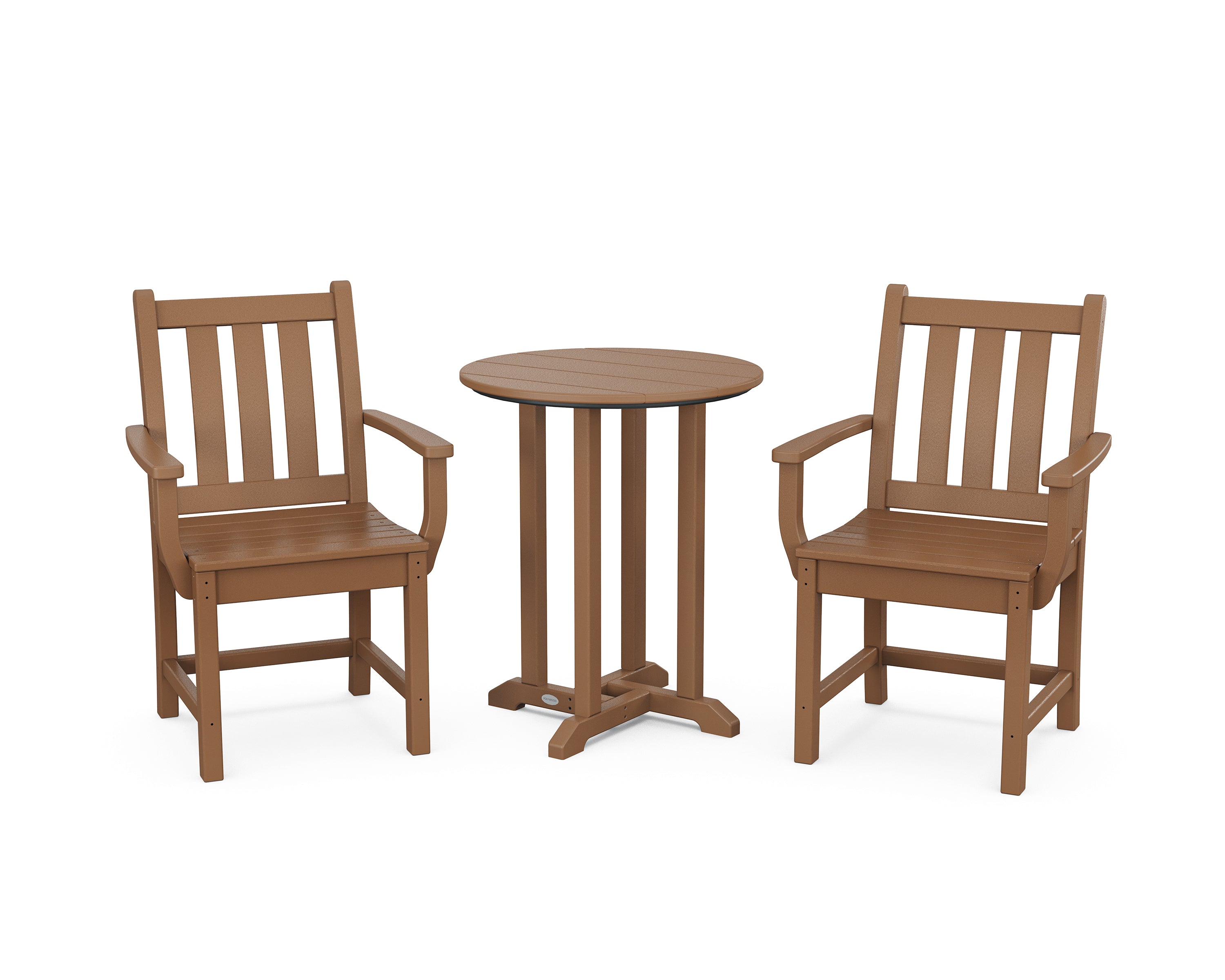 POLYWOOD® Traditional Garden 3-Piece Round Bistro Dining Set in Teak