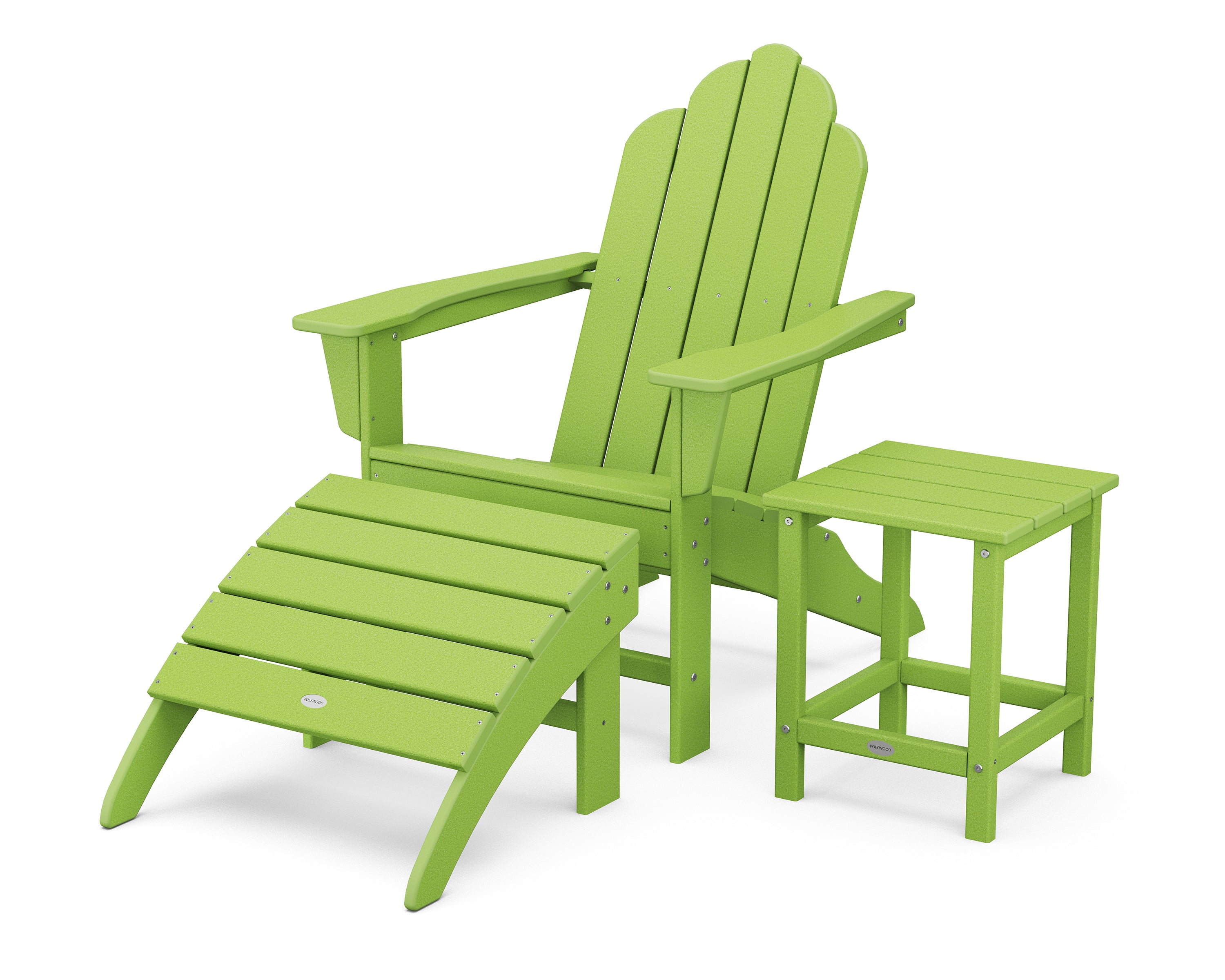 POLYWOOD® Long Island Adirondack 3-Piece Set in Lime