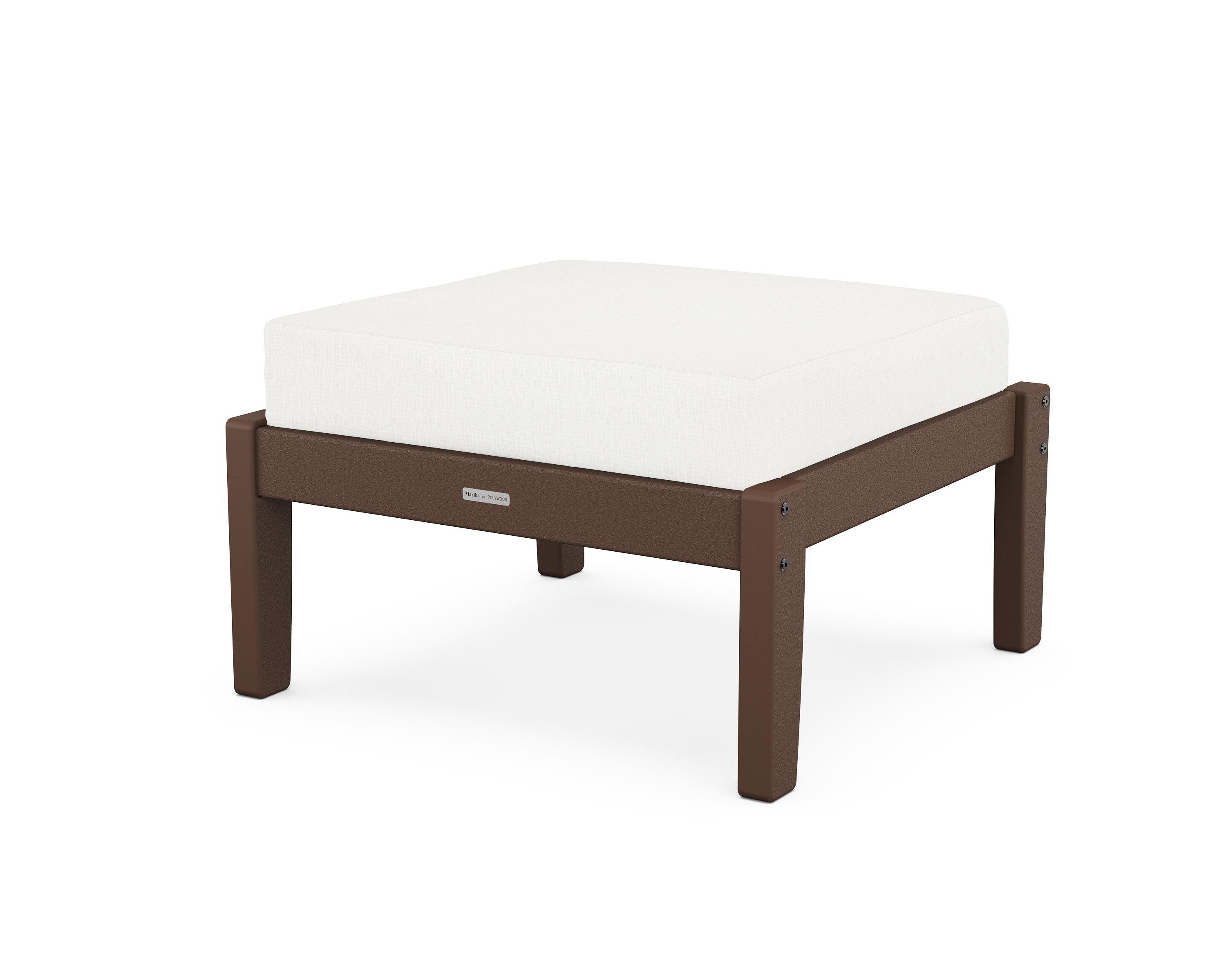 Martha Stewart by POLYWOOD® Chinoiserie Deep Seating Ottoman in Mahogany / Natural Linen