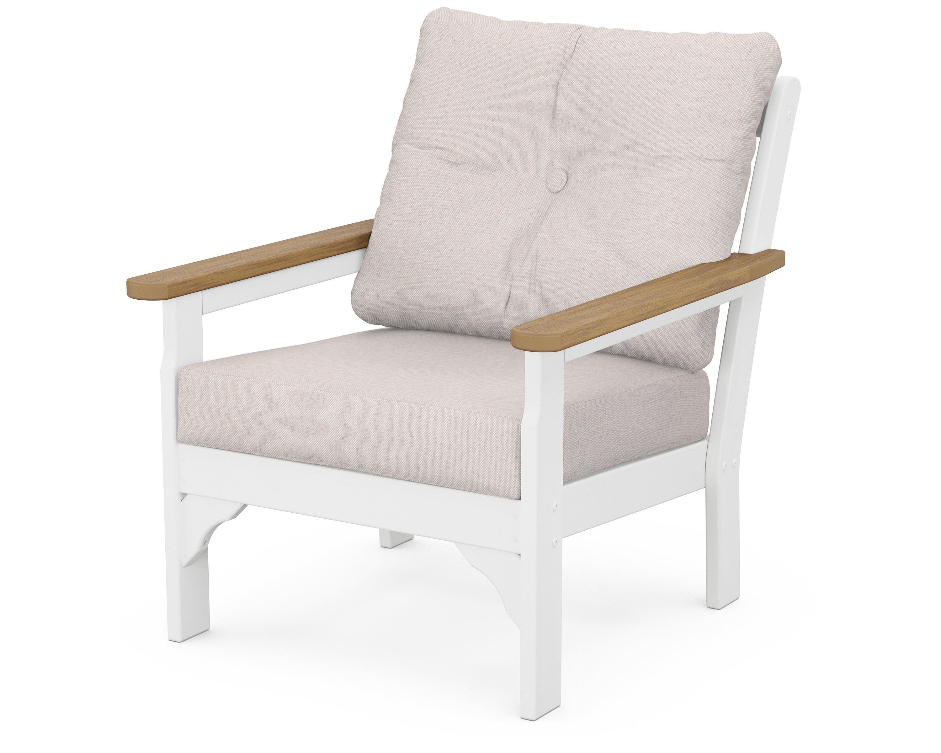 POLYWOOD® Vineyard Deep Seating Chair in White / Natural / Dune Burlap