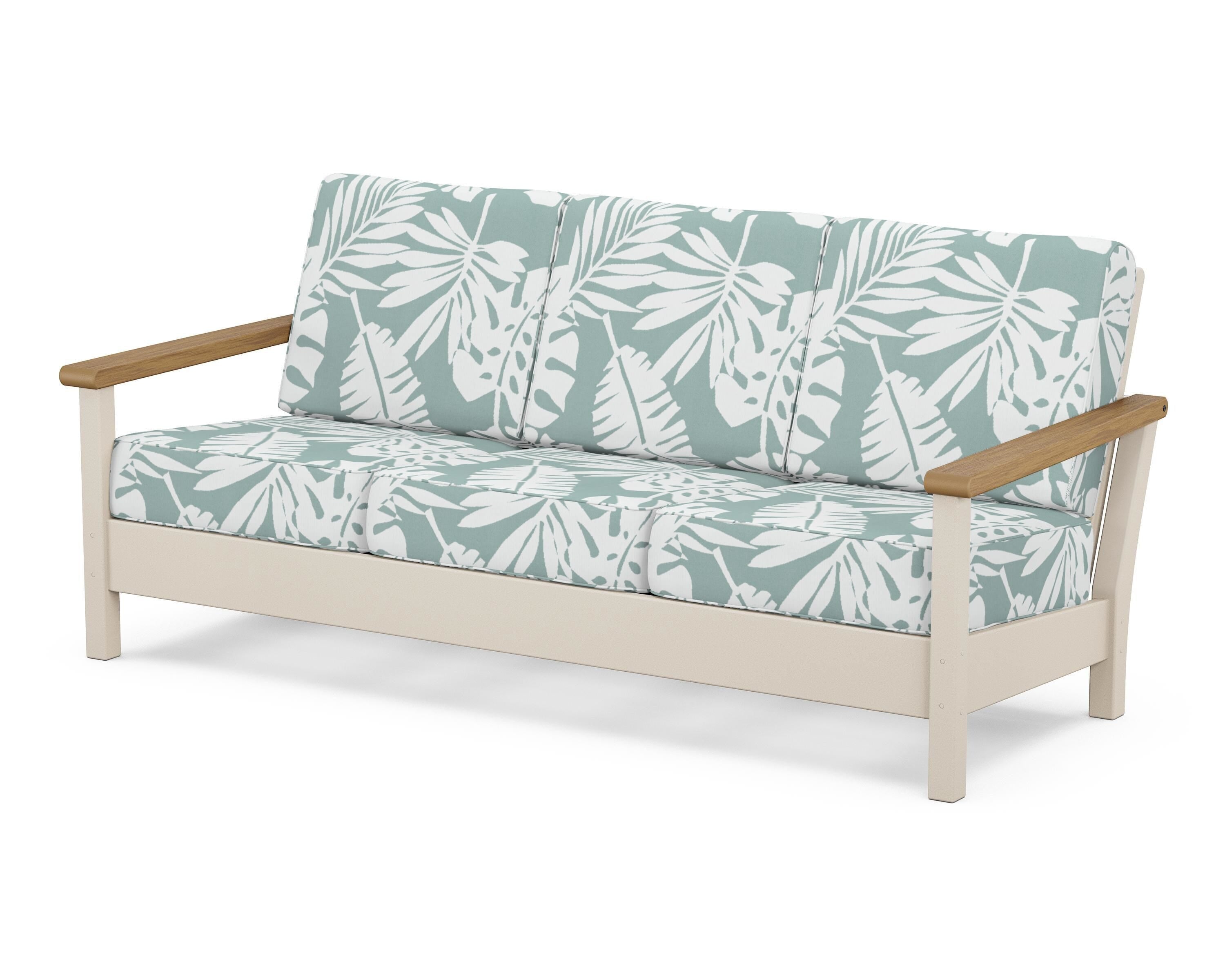 POLYWOOD® Harbour Deep Seating Sofa in Sand / Natural / Leaf Glacier Spa