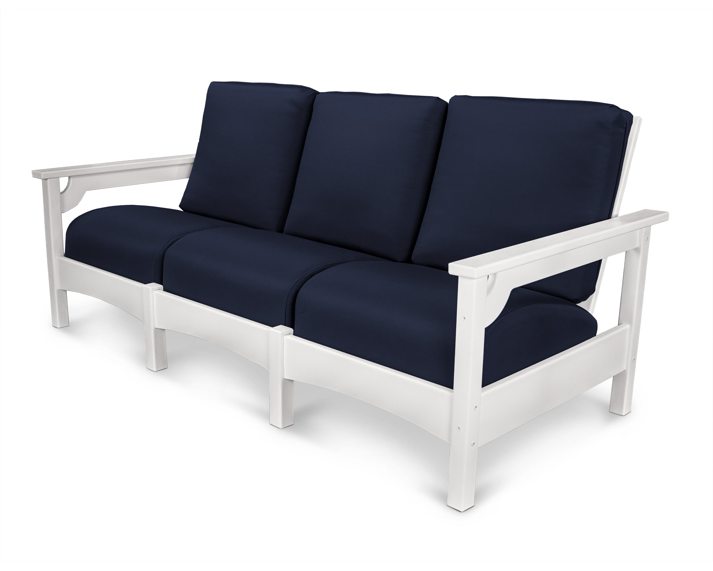 POLYWOOD® Club Sofa in White / Navy