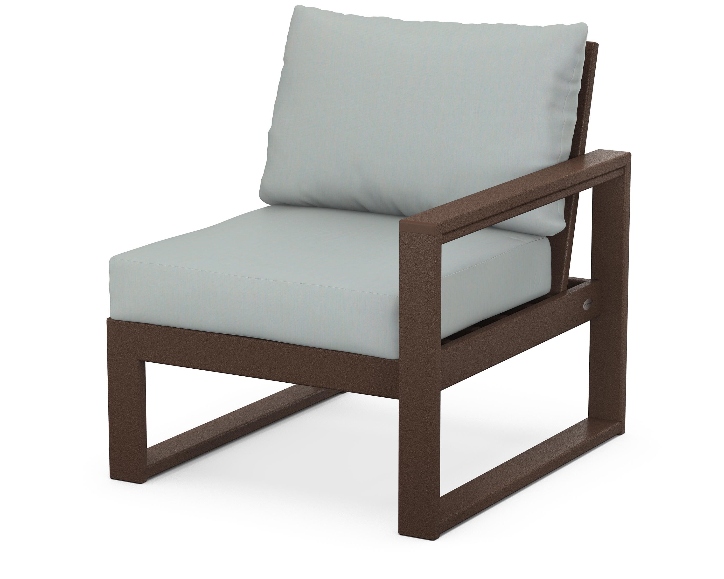 POLYWOOD® EDGE Modular Right Arm Chair in Mahogany / Spa
