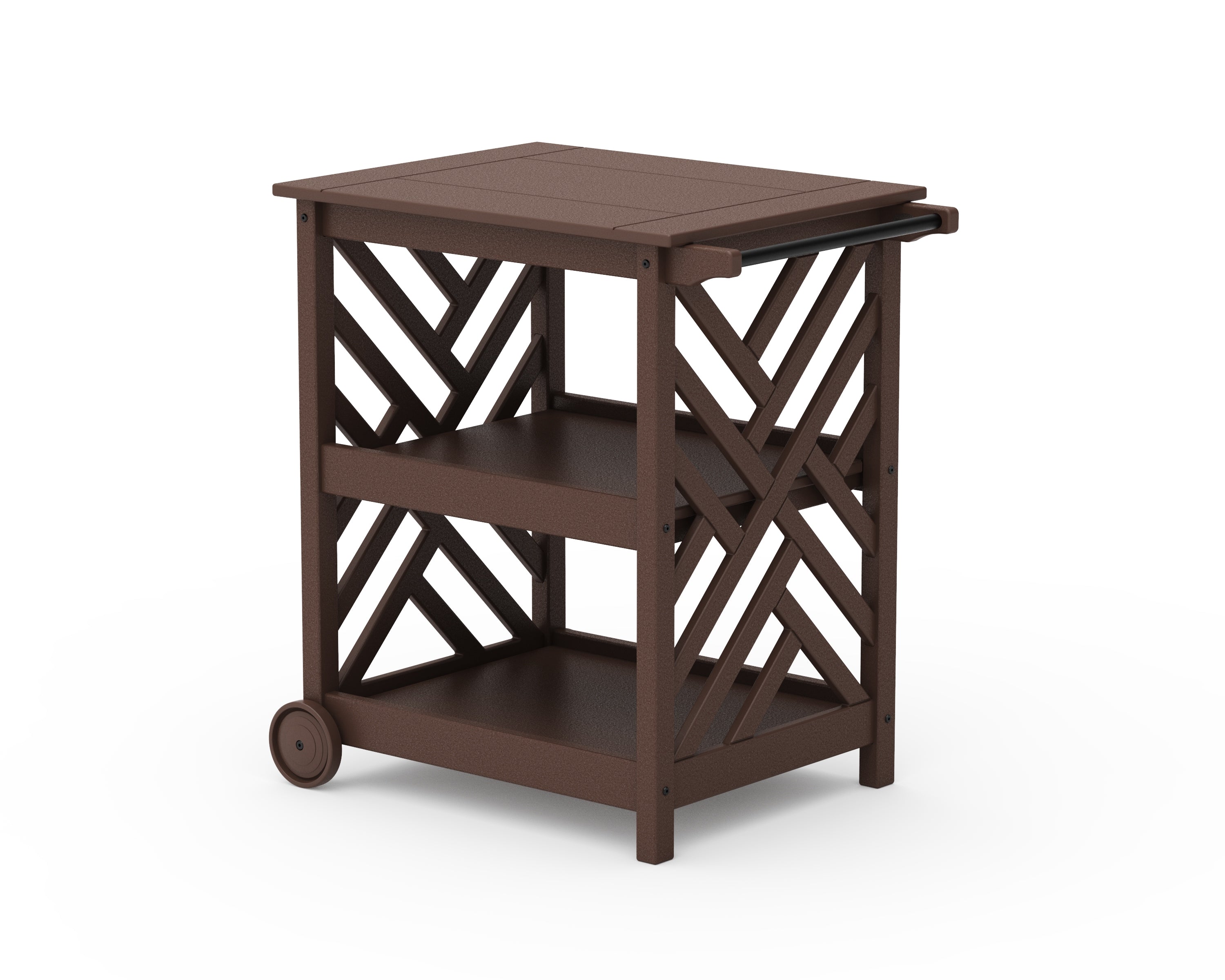 POLYWOOD® Chippendale Bar Cart in Mahogany
