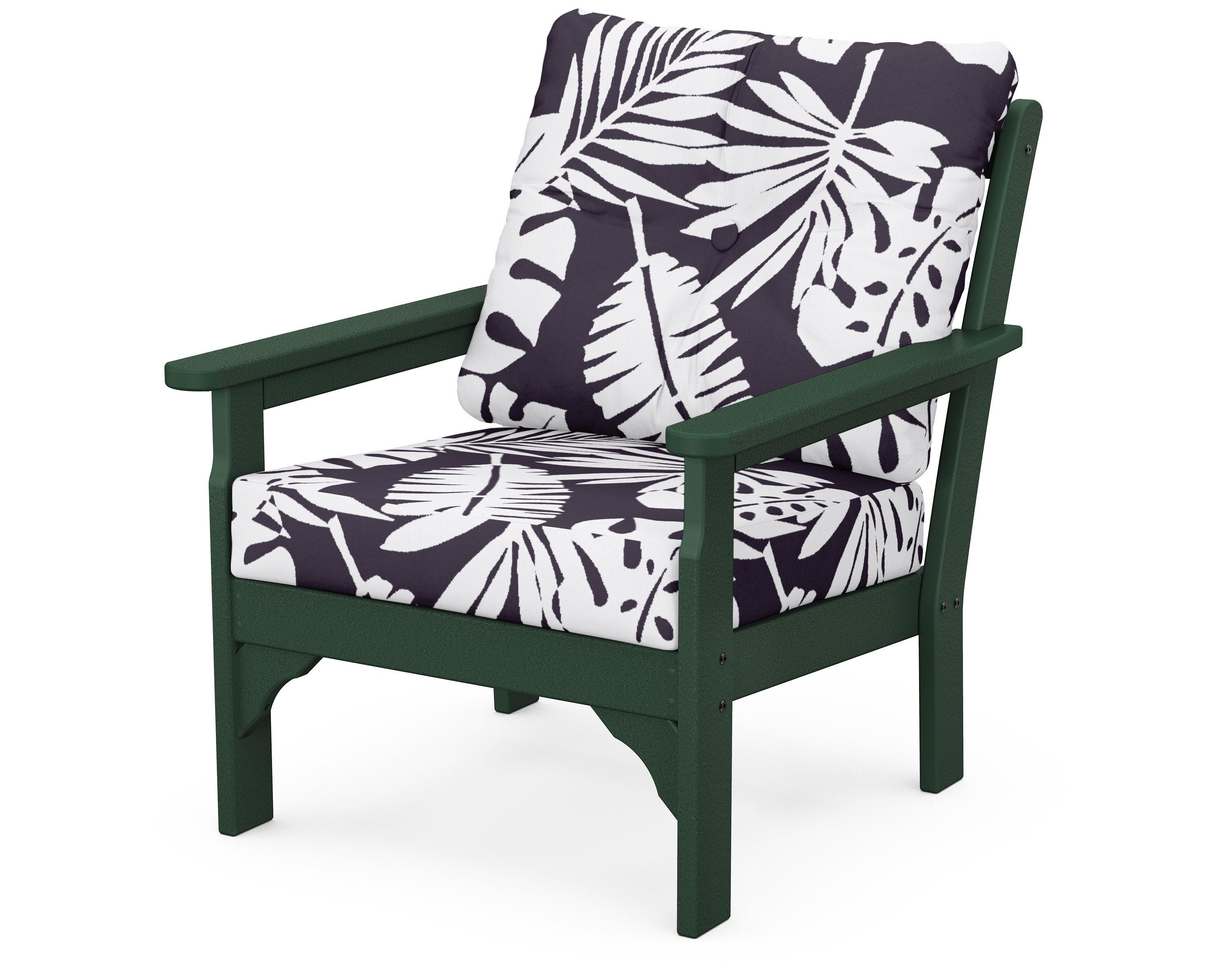 POLYWOOD® Vineyard Deep Seating Chair in Green / Leaf Navy