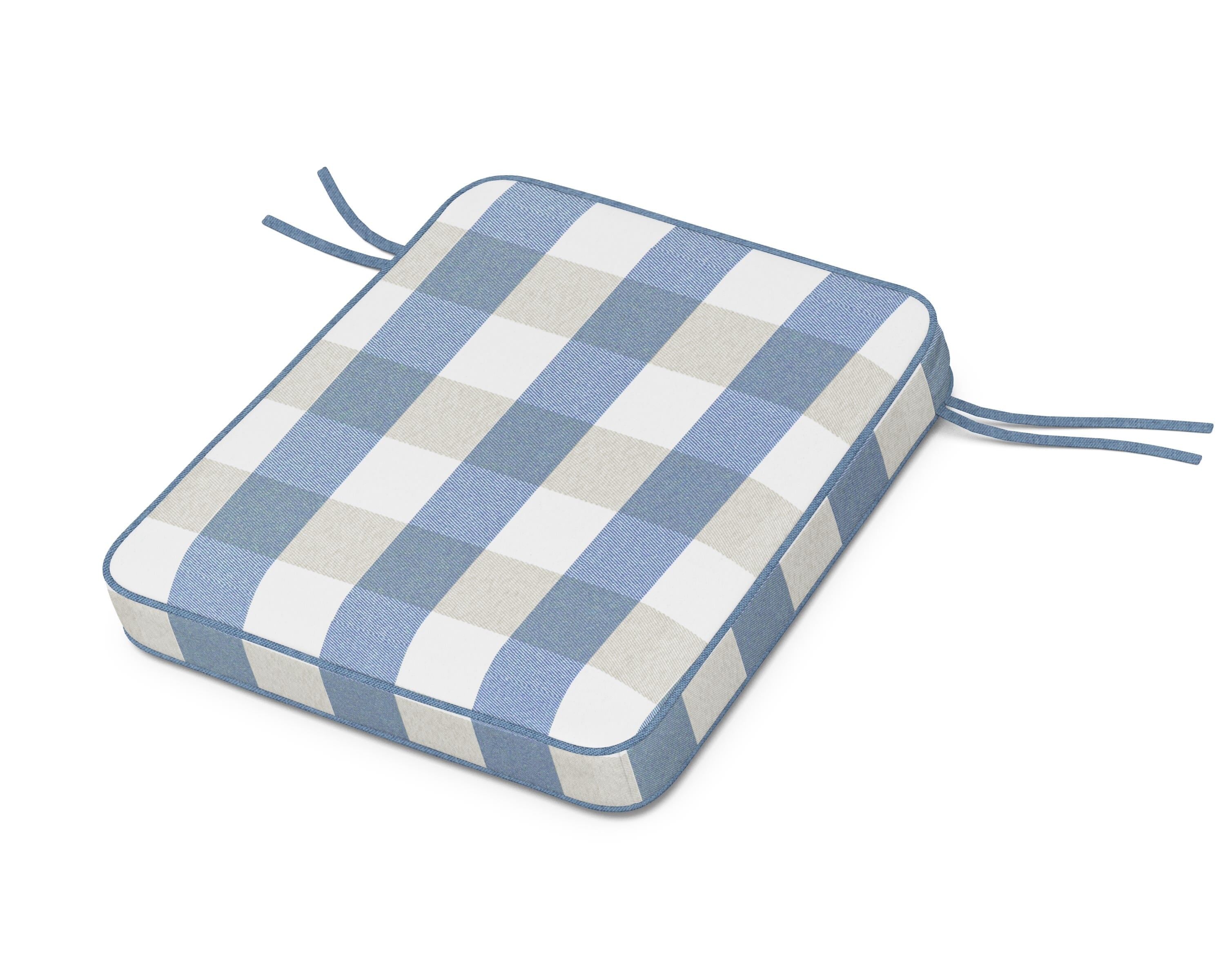 Martha Stewart by POLYWOOD® Chinoiserie Rocker Seat Cushion in Buffalo Plaid Sky Blue