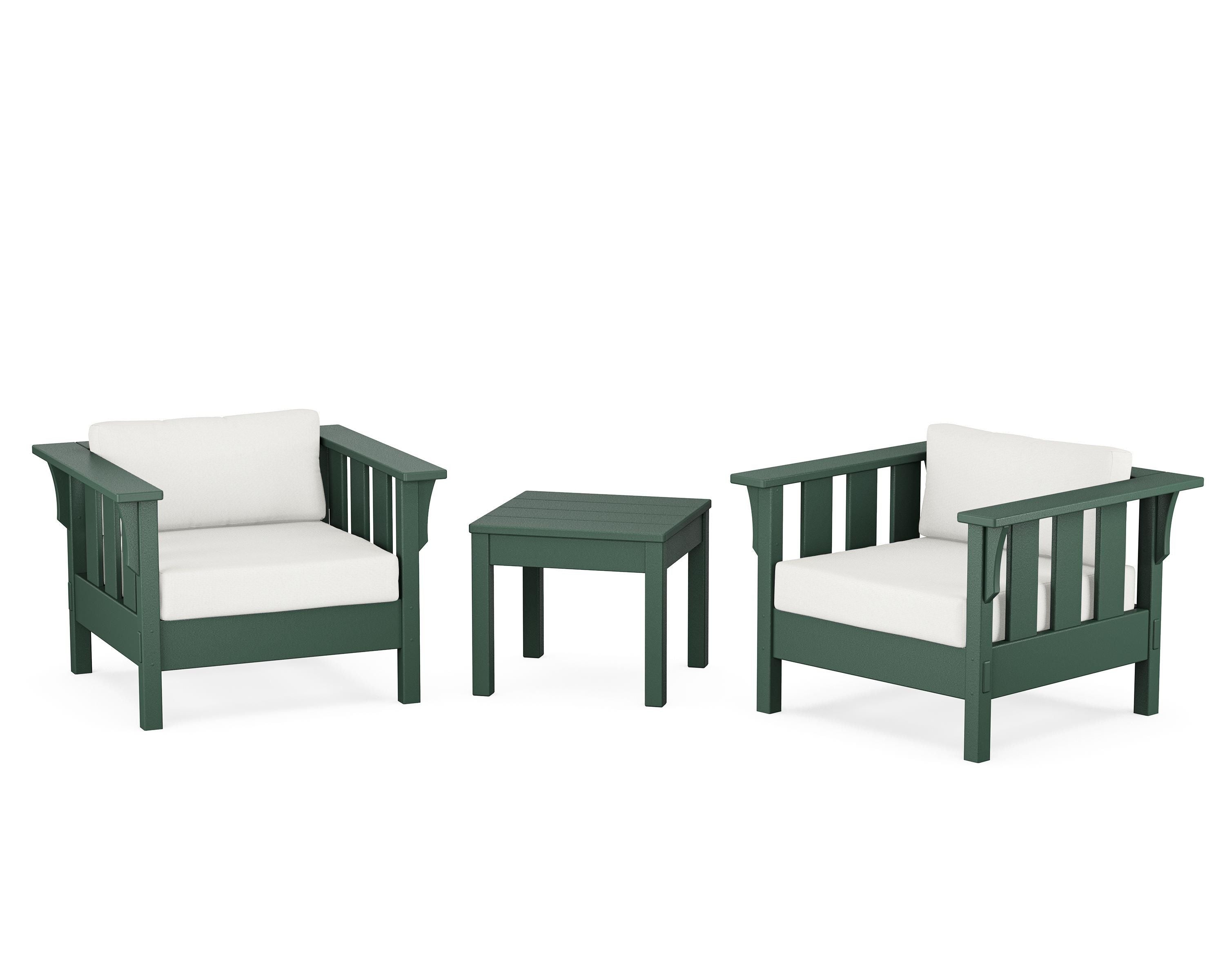 Martha Stewart by POLYWOOD® Acadia 3-Piece Deep Seating Set in Green / Natural Linen