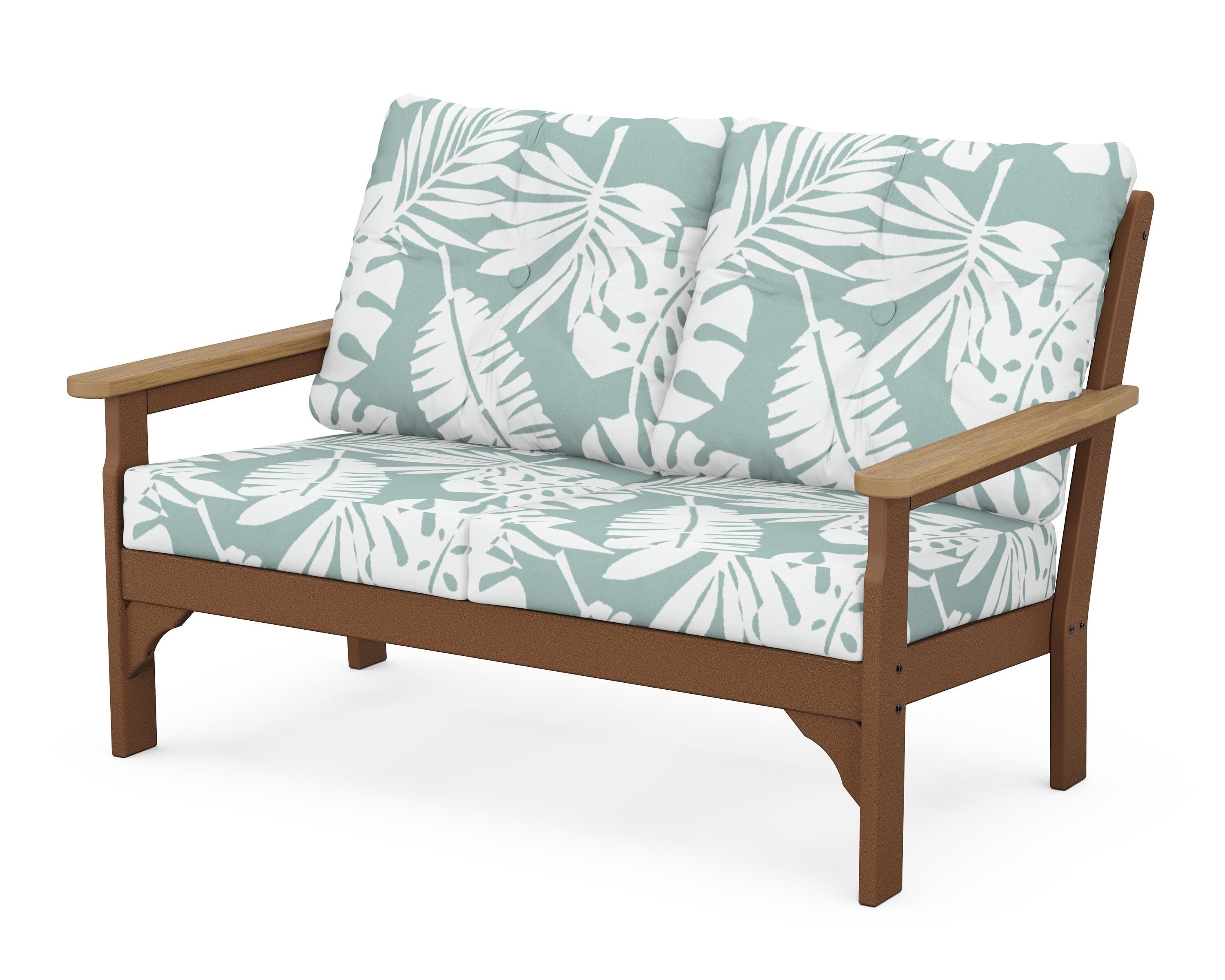 POLYWOOD® Vineyard Deep Seating Loveseat in Teak / Natural / Leaf Glacier Spa