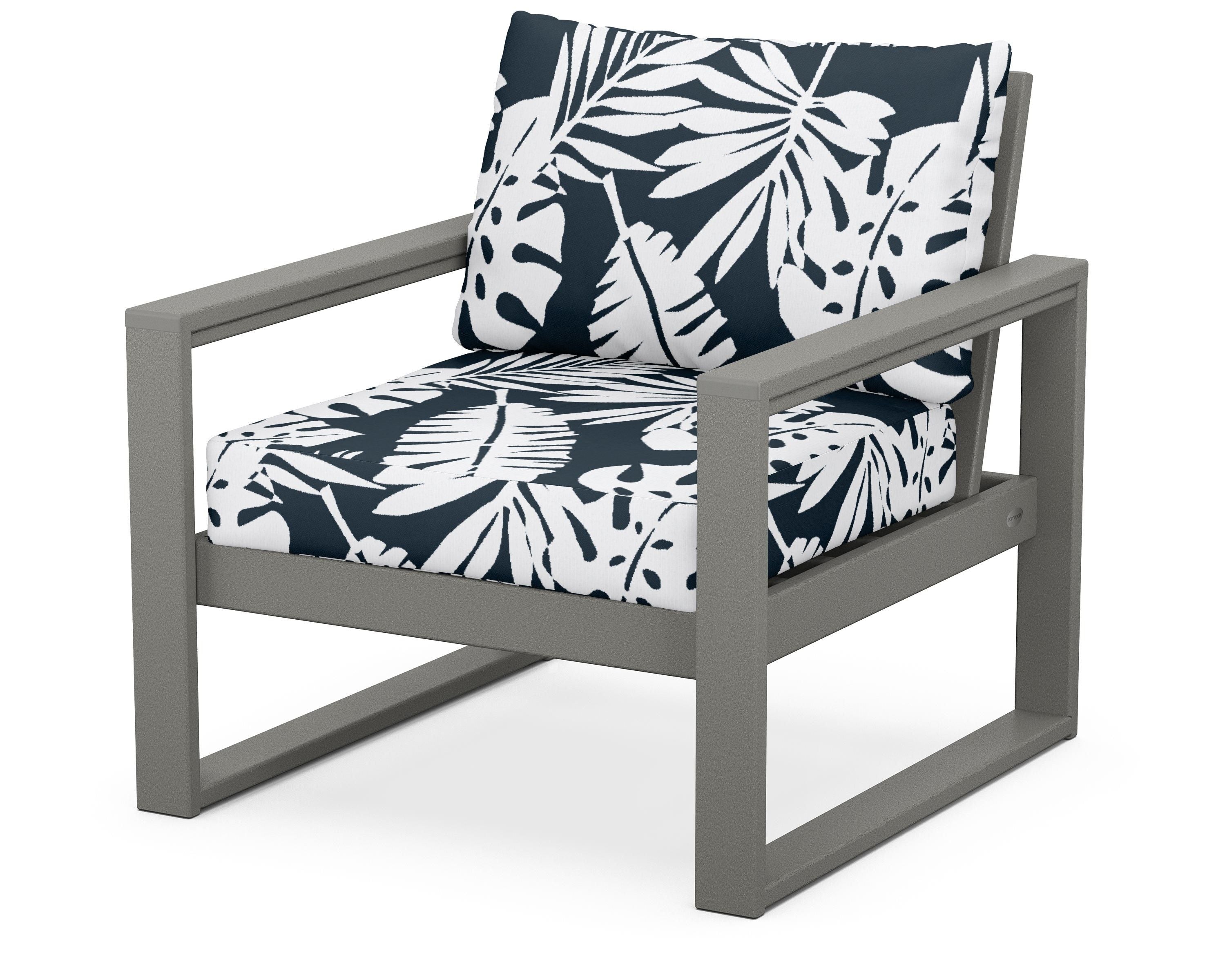 POLYWOOD® EDGE Club Chair in Slate Grey / Leaf Marine Indigo