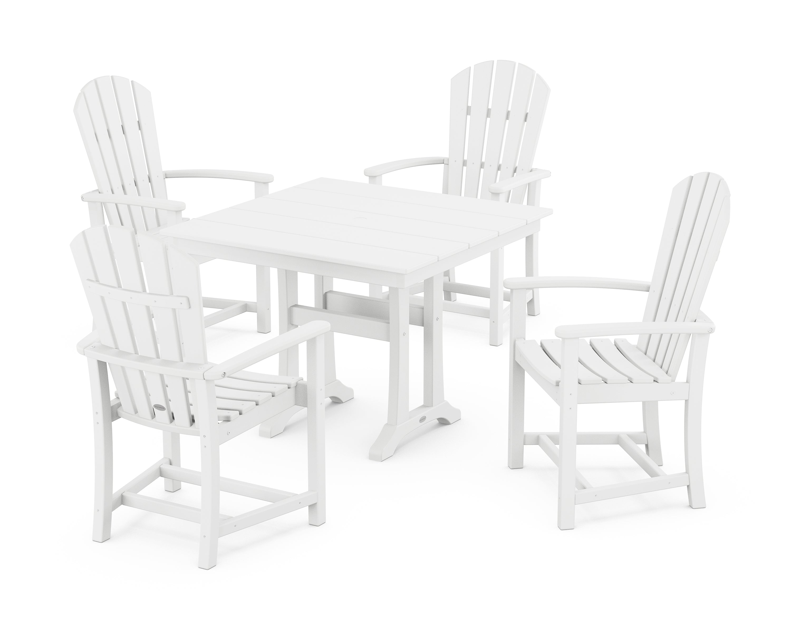 POLYWOOD® Palm Coast 5-Piece Farmhouse Dining Set With Trestle Legs in White