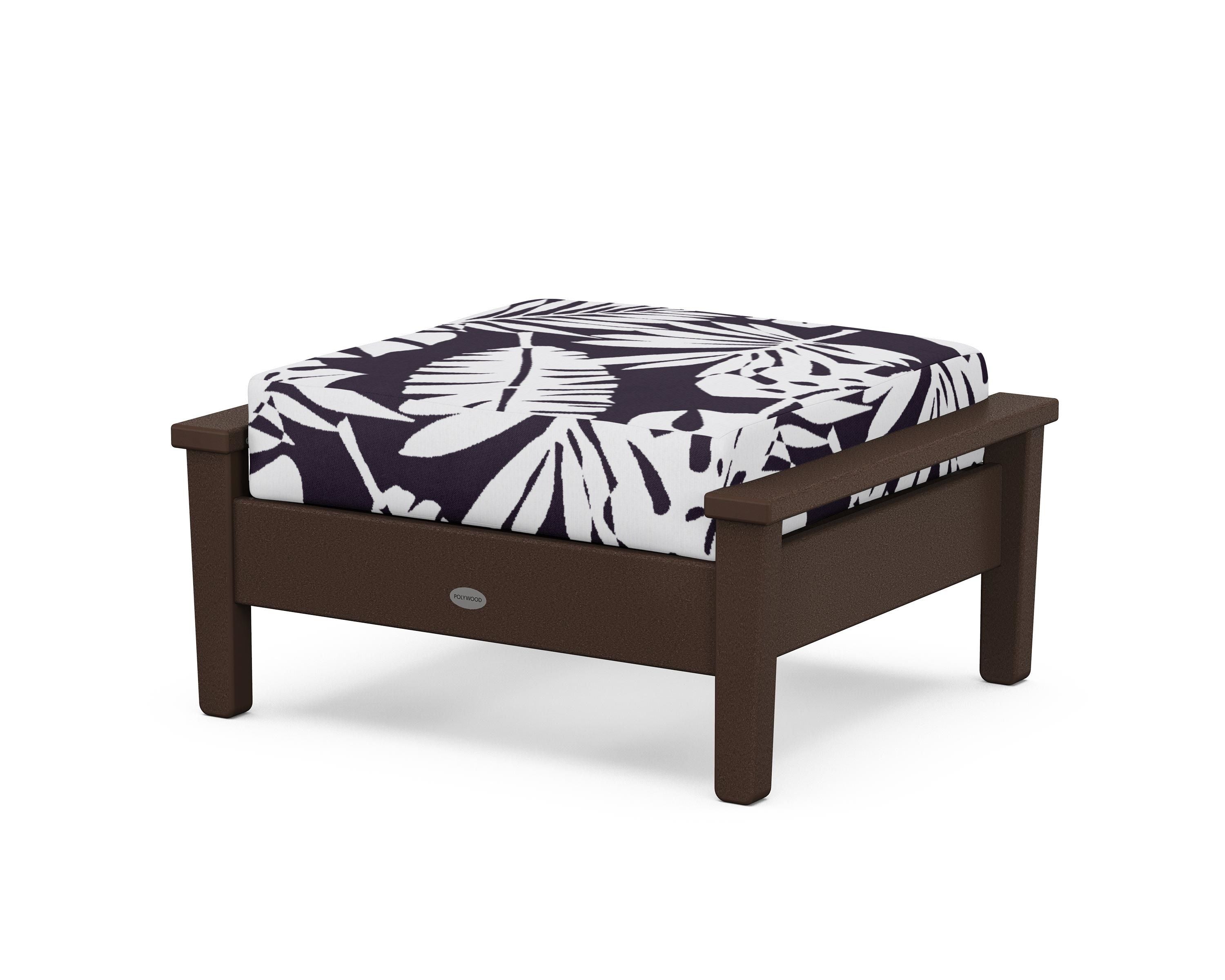 POLYWOOD® Prescott Deep Seating Ottoman in Mahogany / Leaf Navy
