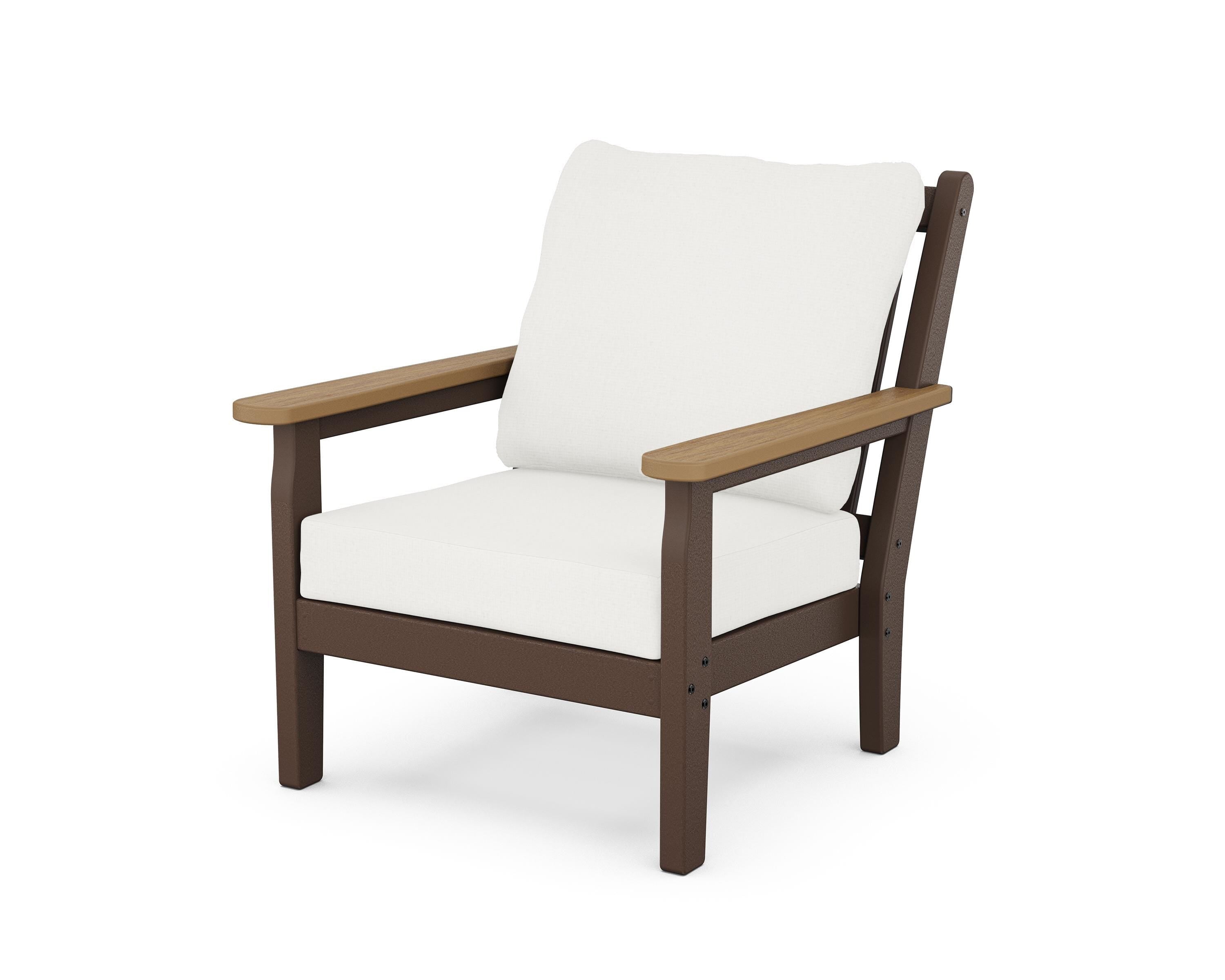 POLYWOOD® Chippendale Deep Seating Chair in Mahogany / Natural / Natural Linen