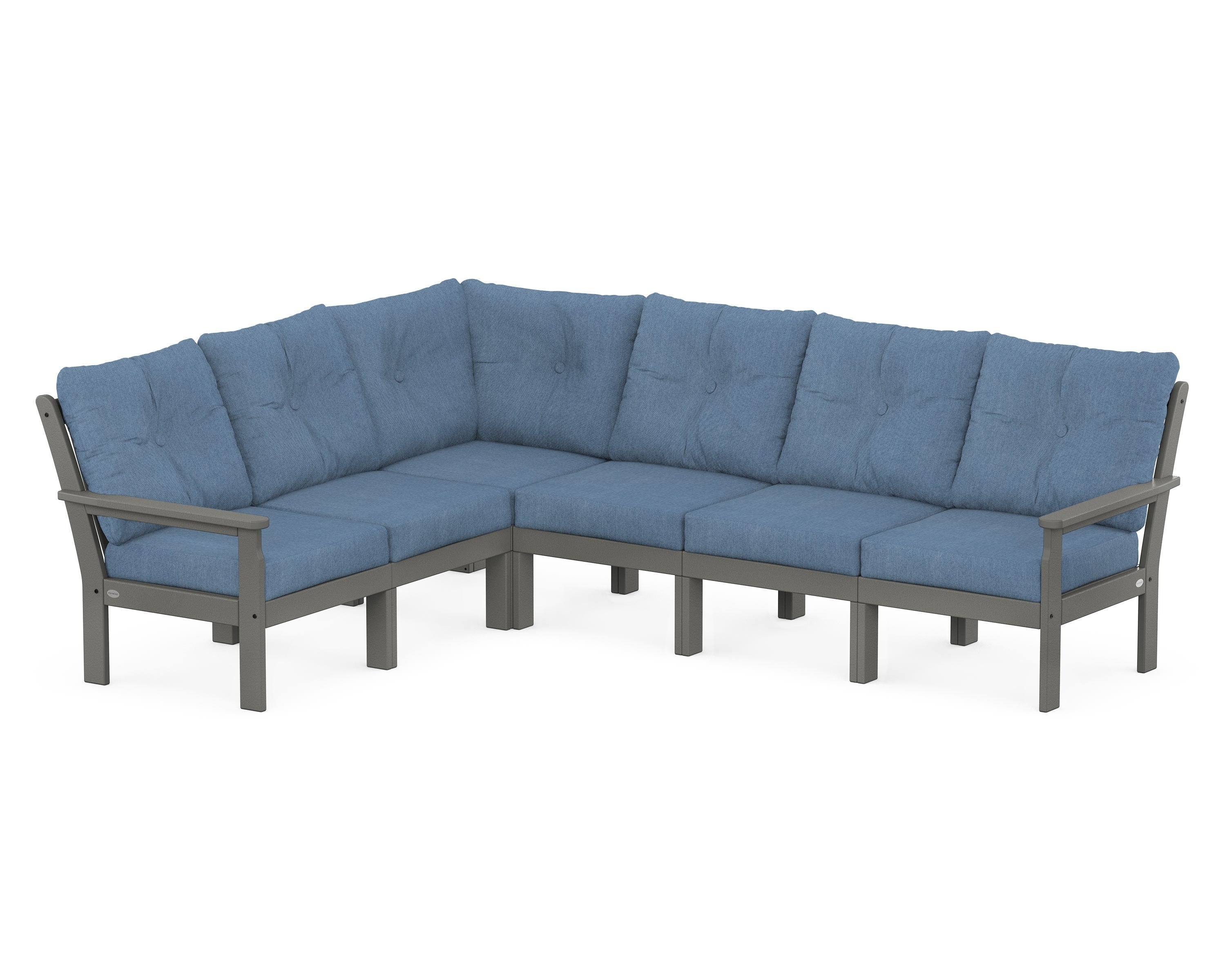 POLYWOOD® Vineyard 6-Piece Sectional in Slate Grey / Sky Blue