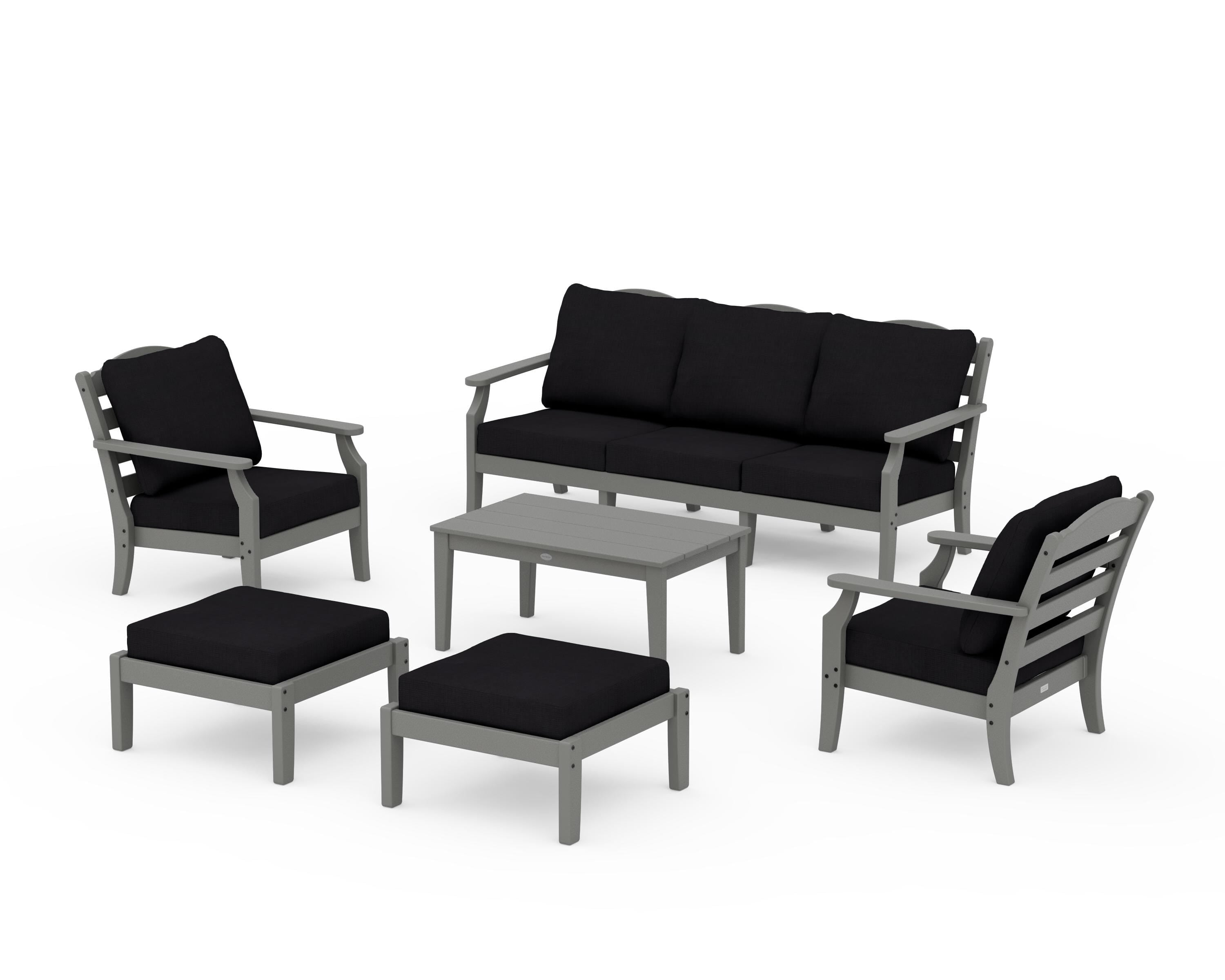 Draper James™ by POLYWOOD® Savannah 6-Piece Lounge Sofa Set in Slate Grey / Midnight Linen