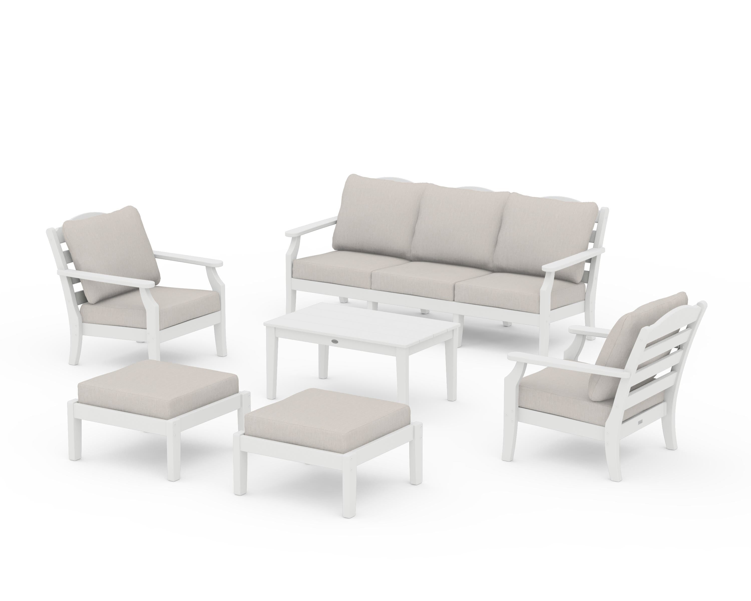 Draper James™ by POLYWOOD® Savannah 6-Piece Lounge Sofa Set in Vintage White / Cast Ash