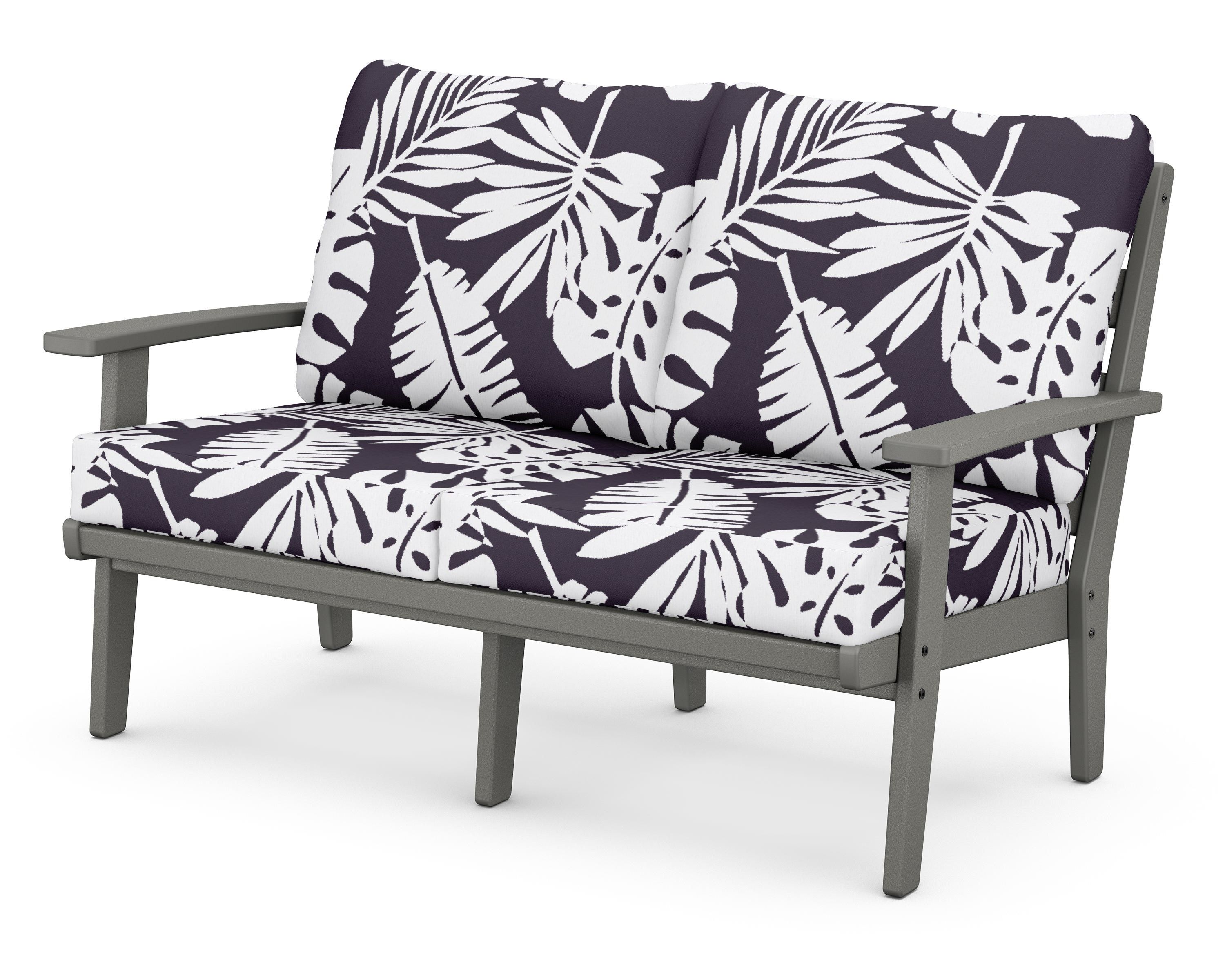 POLYWOOD® Grant Park Deep Seating Loveseat in Slate Grey / Leaf Navy