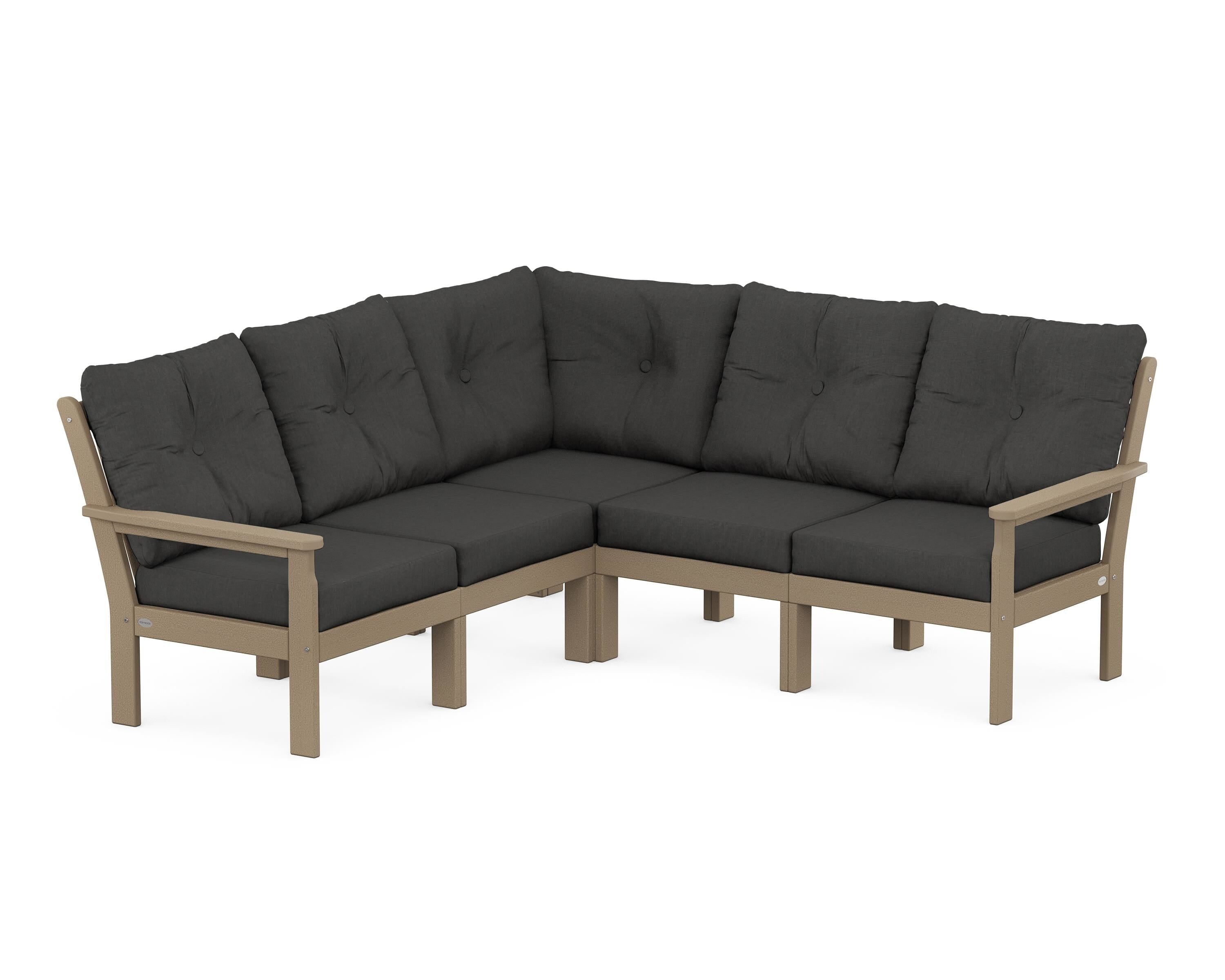 POLYWOOD® Vineyard 5-Piece Sectional in Vintage Sahara / Spectrum Carbon