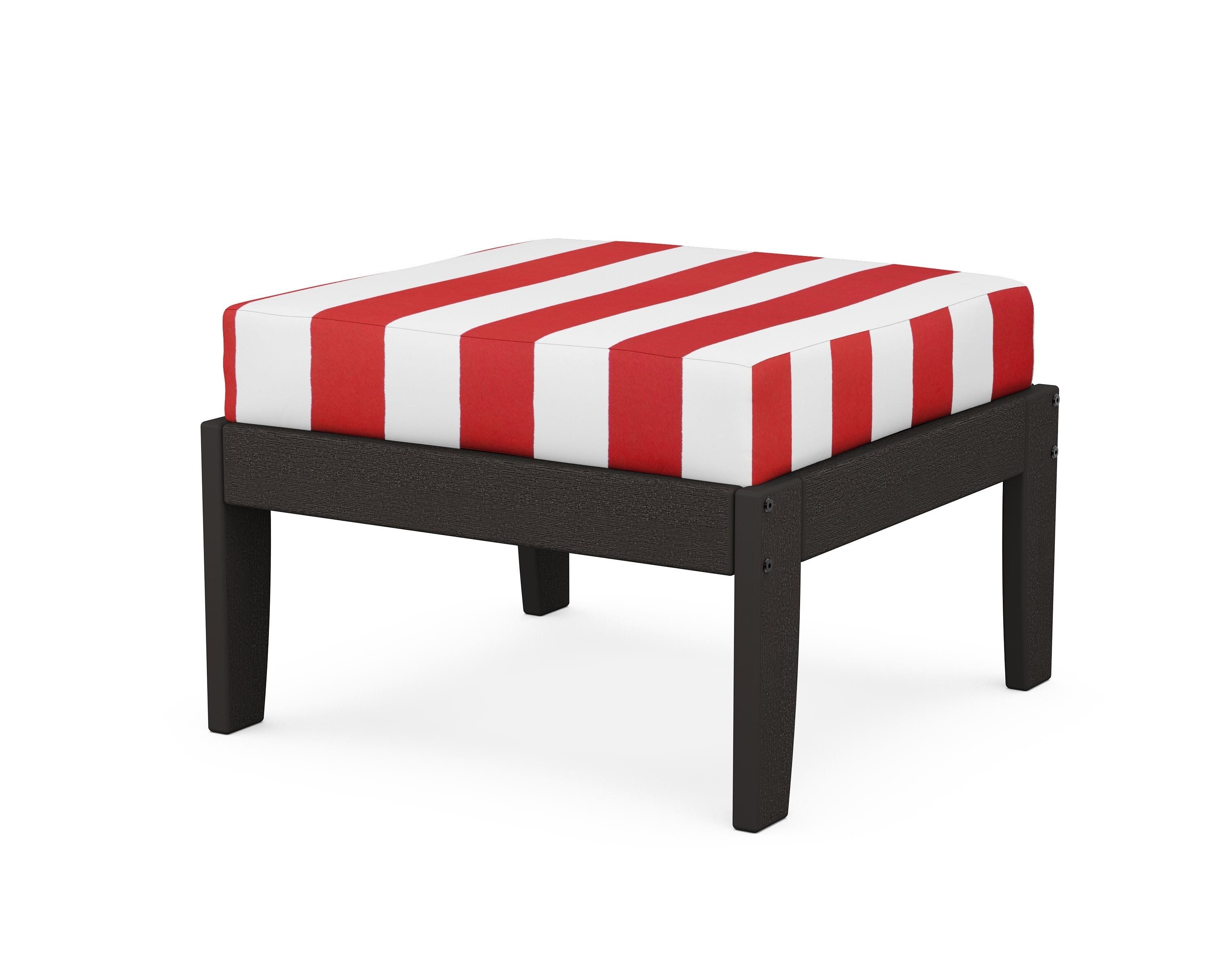 Unbranded Modular Ottoman - Classic in Vintage Coffee / Cabana Stripe Crimson