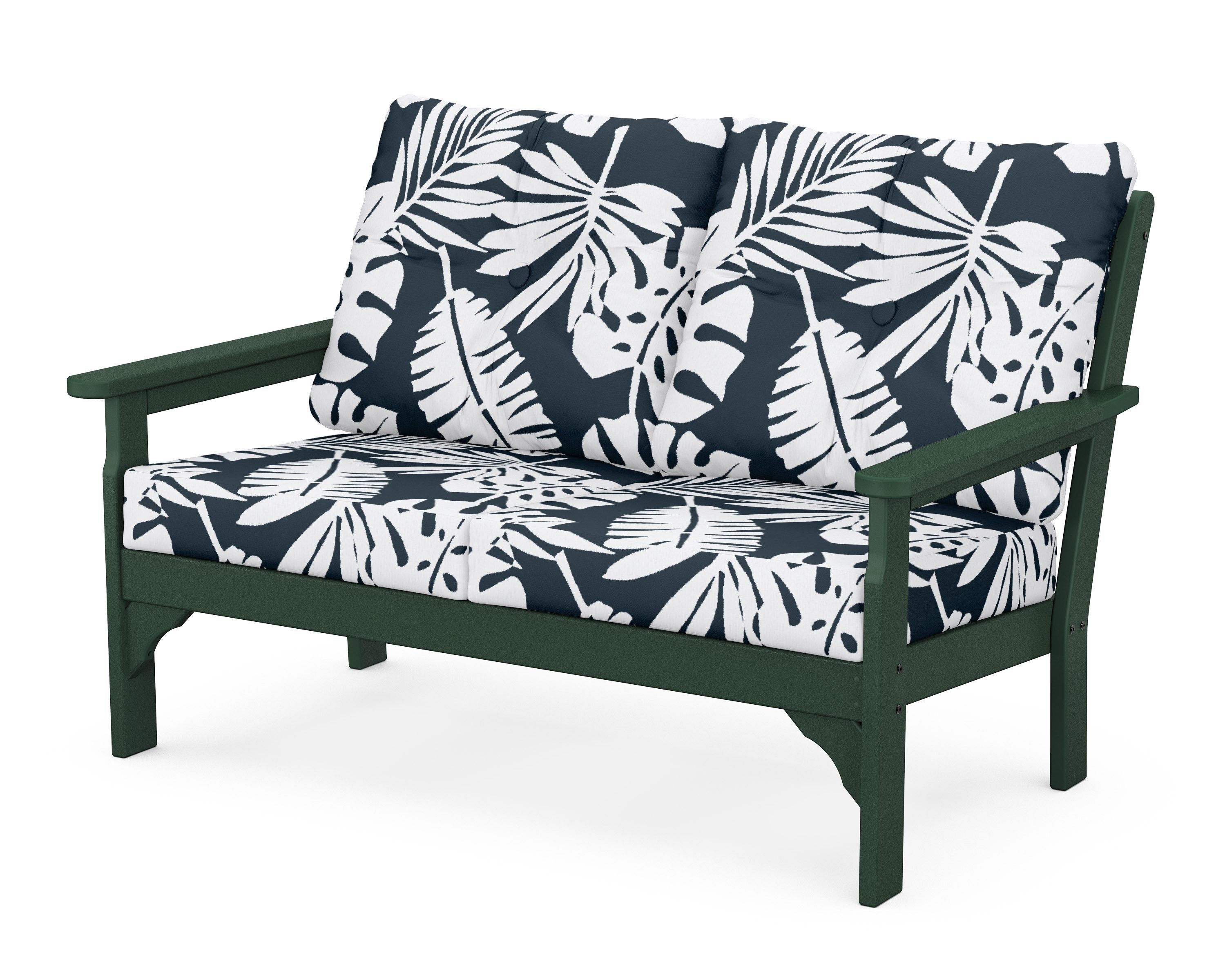 POLYWOOD® Vineyard Deep Seating Loveseat in Green / Leaf Marine Indigo