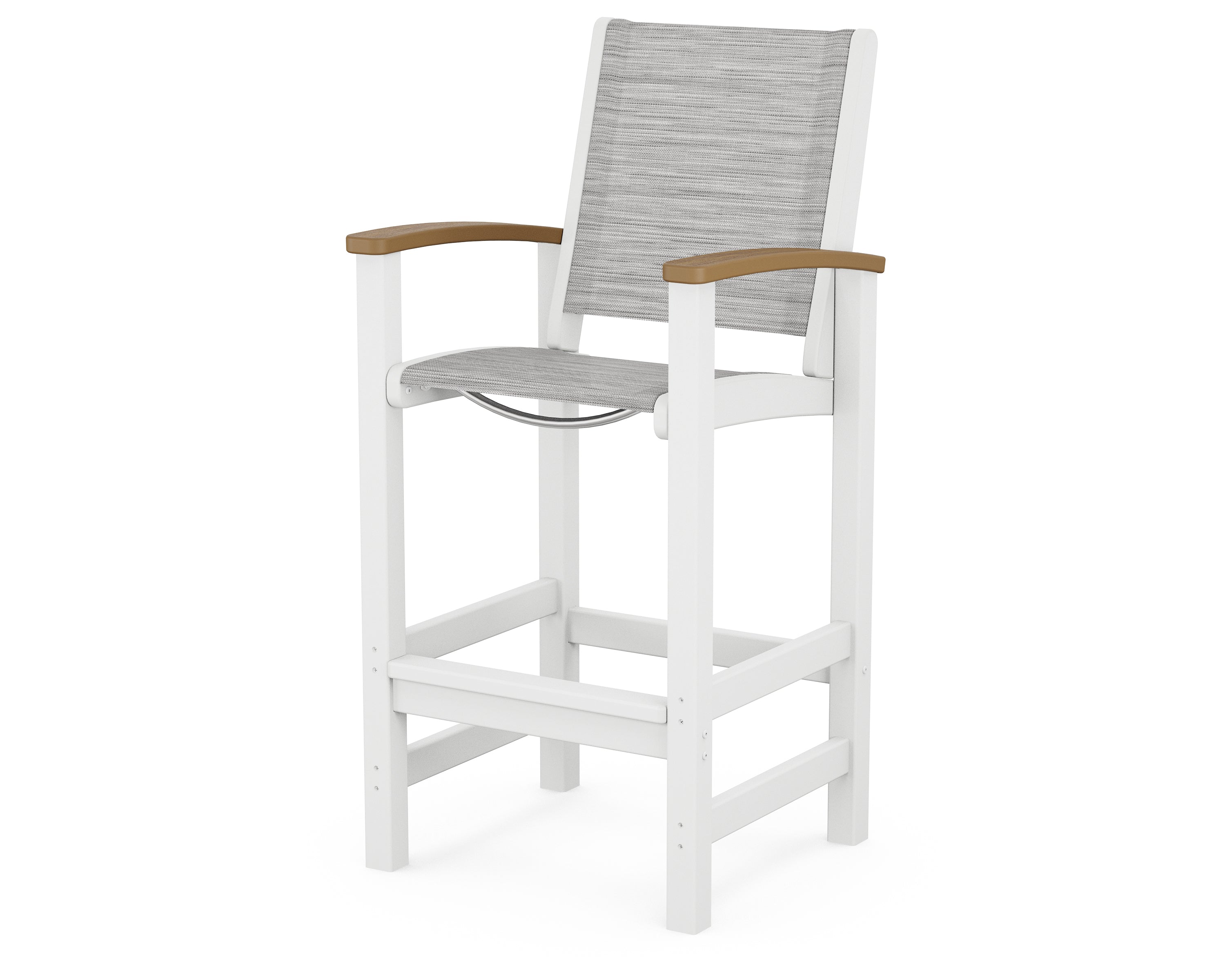 POLYWOOD® Coastal Bar Chair in White / Natural / Metallic Sling