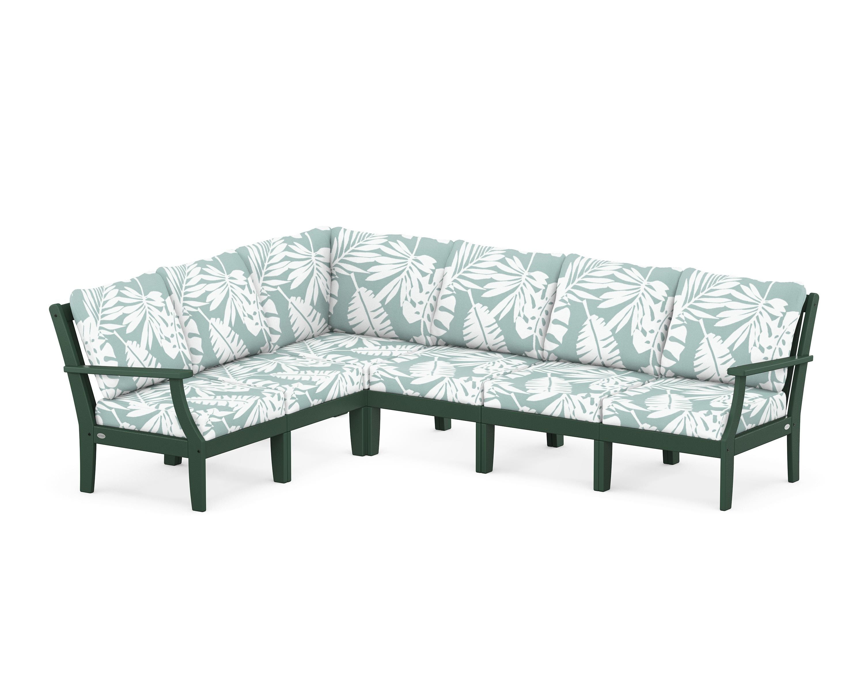 POLYWOOD® Braxton Modular 6-Piece Deep Seating Set in Green / Leaf Glacier Spa