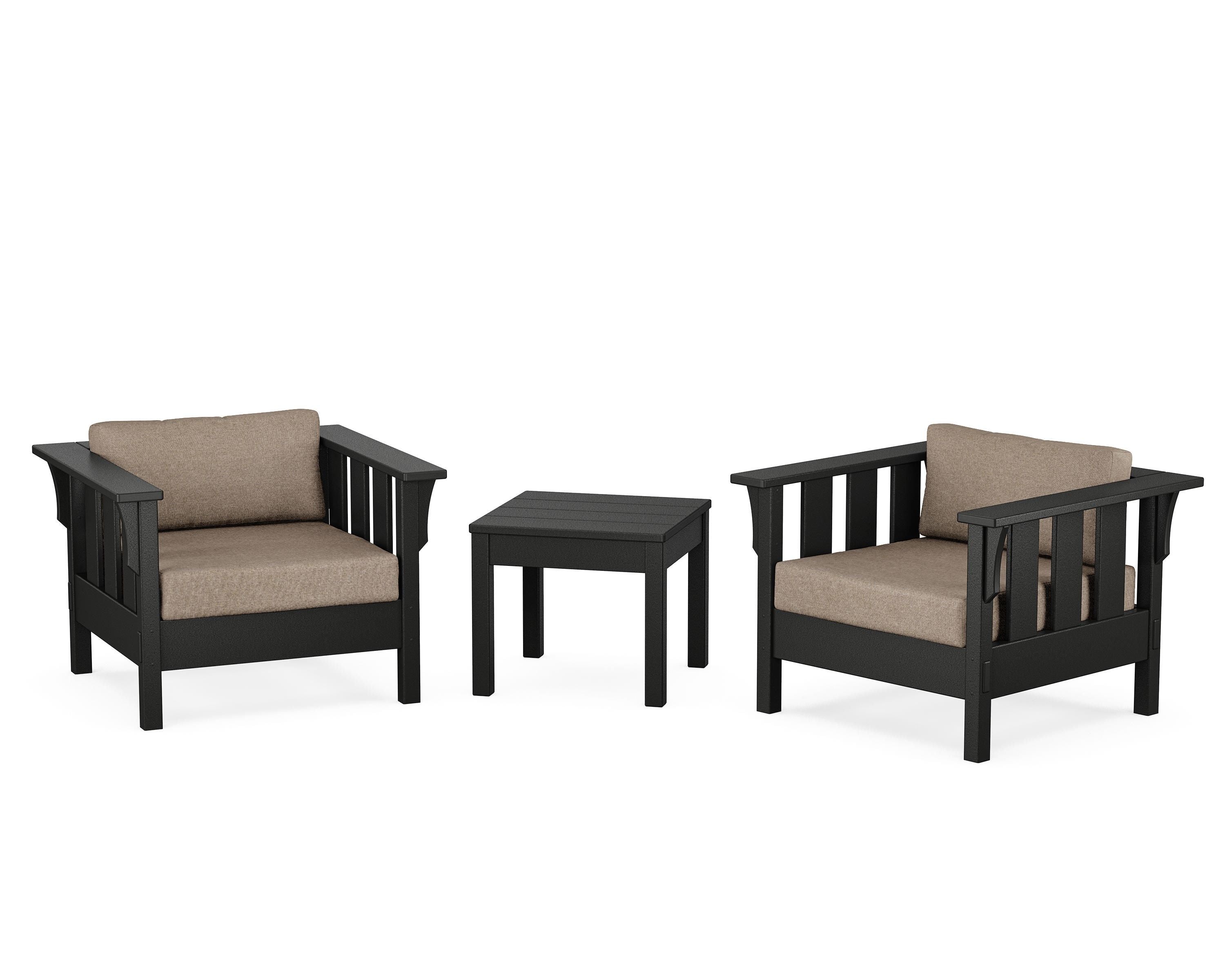 Martha Stewart by POLYWOOD® Acadia 3-Piece Deep Seating Set in Black / Spiced Burlap
