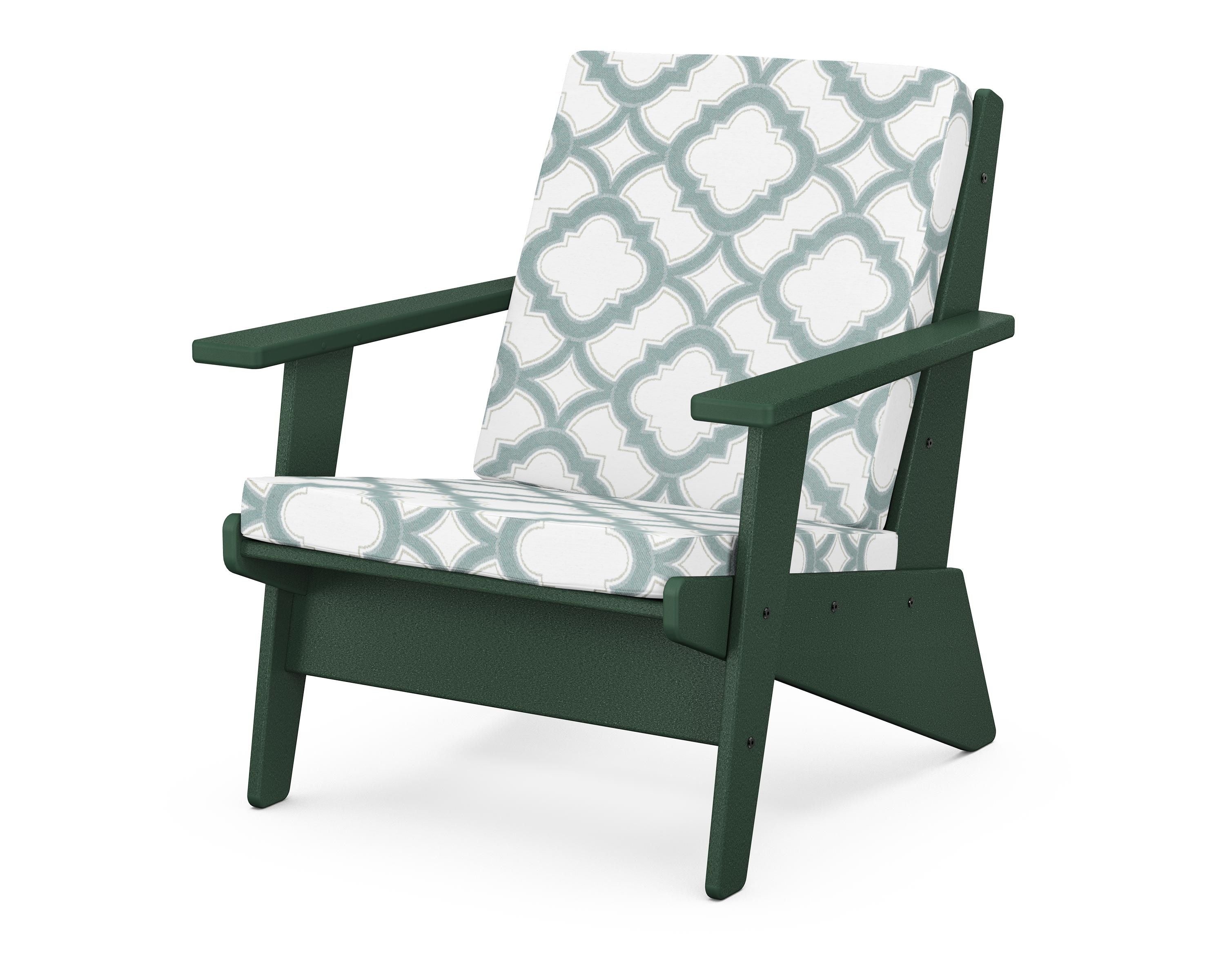 POLYWOOD® Riviera Modern Lounge Chair in Green / Trellis Glacier Spa