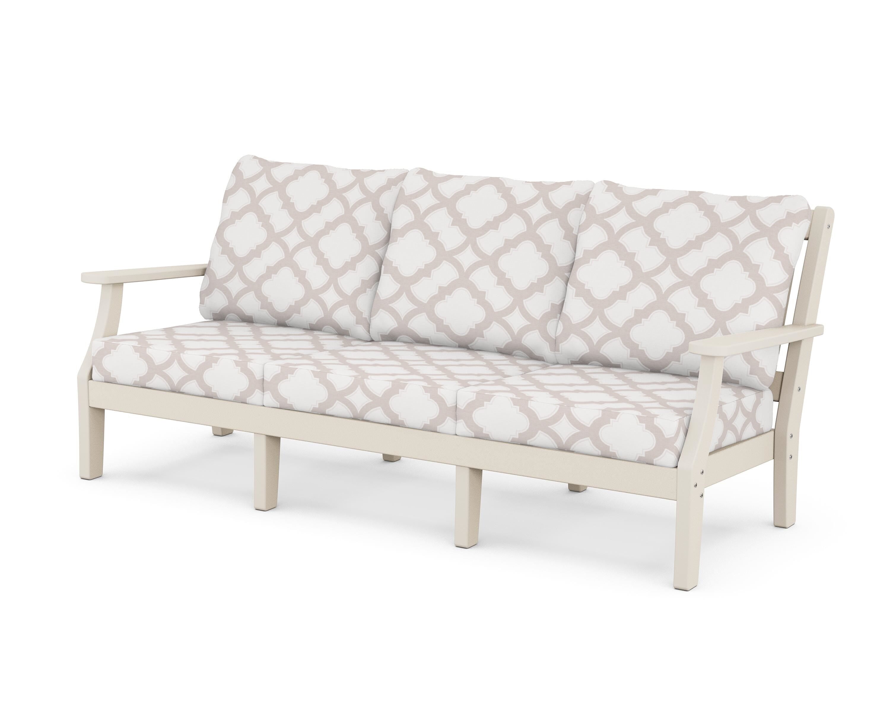 Martha Stewart by POLYWOOD® Chinoiserie Deep Seating Sofa in Sand / Trellis Dune Burlap