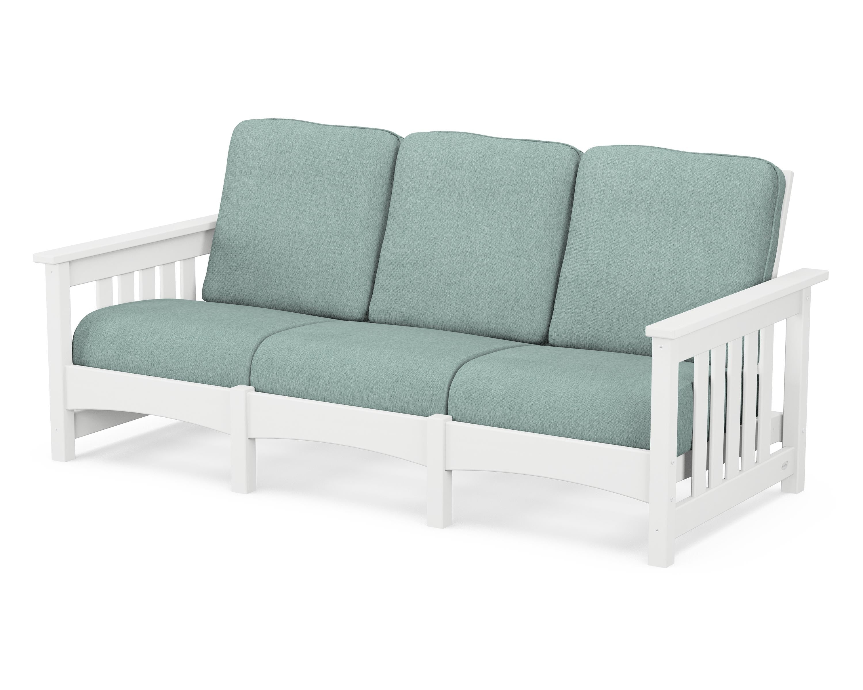 POLYWOOD® Club Mission Sofa in White / Glacier Spa