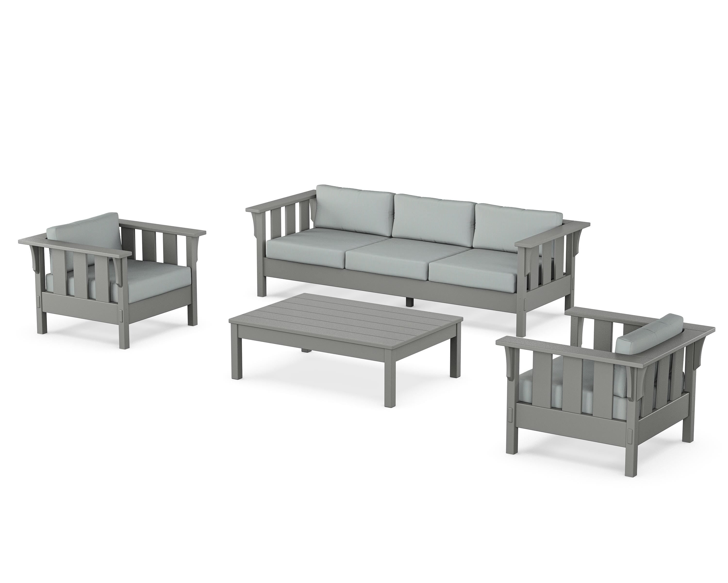 Martha Stewart by POLYWOOD® Acadia 4-Piece Deep Seating Set with Sofa in Slate Grey / Spa