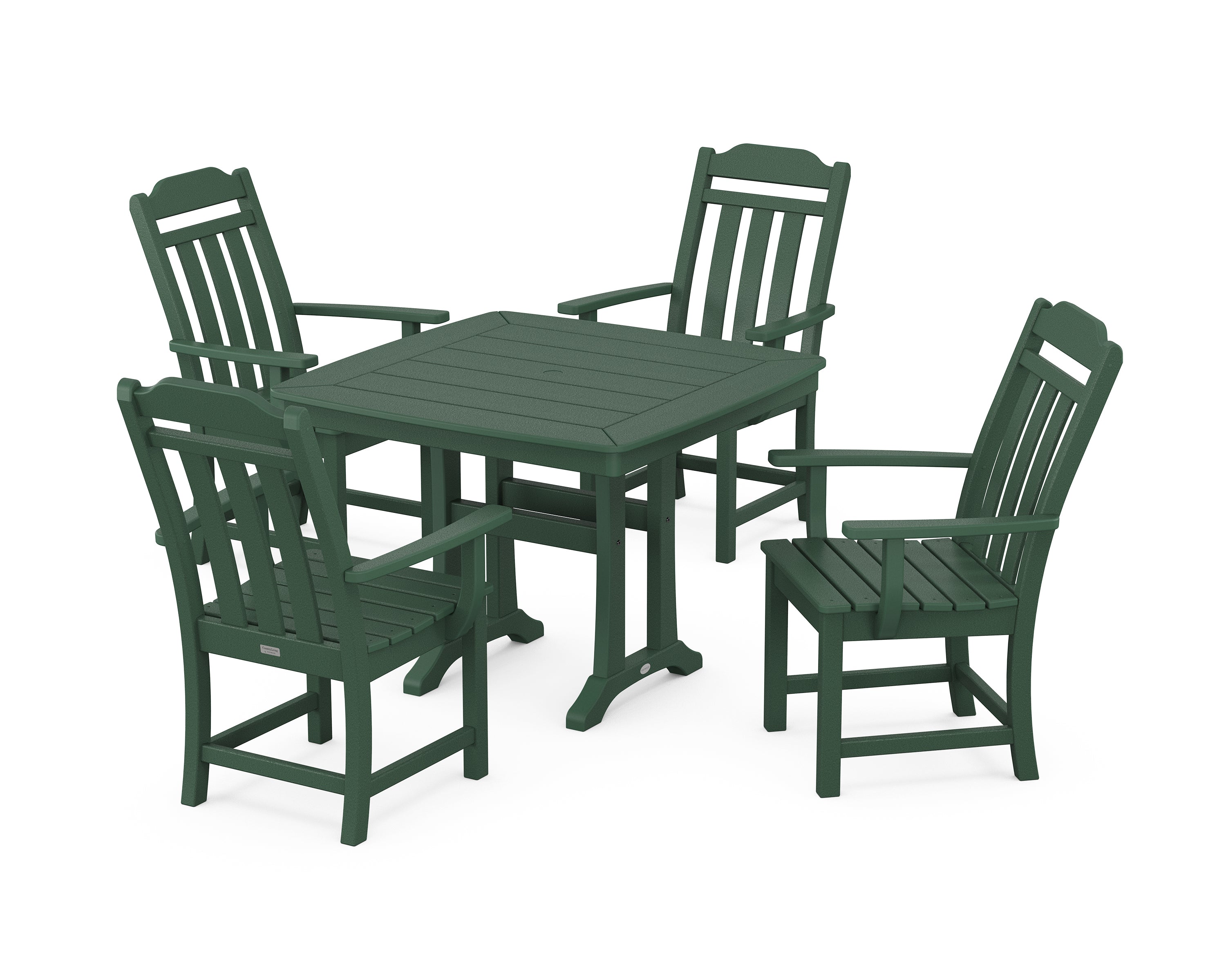 Country Living Cottage 5-Piece Dining Set with Trestle Legs in Green