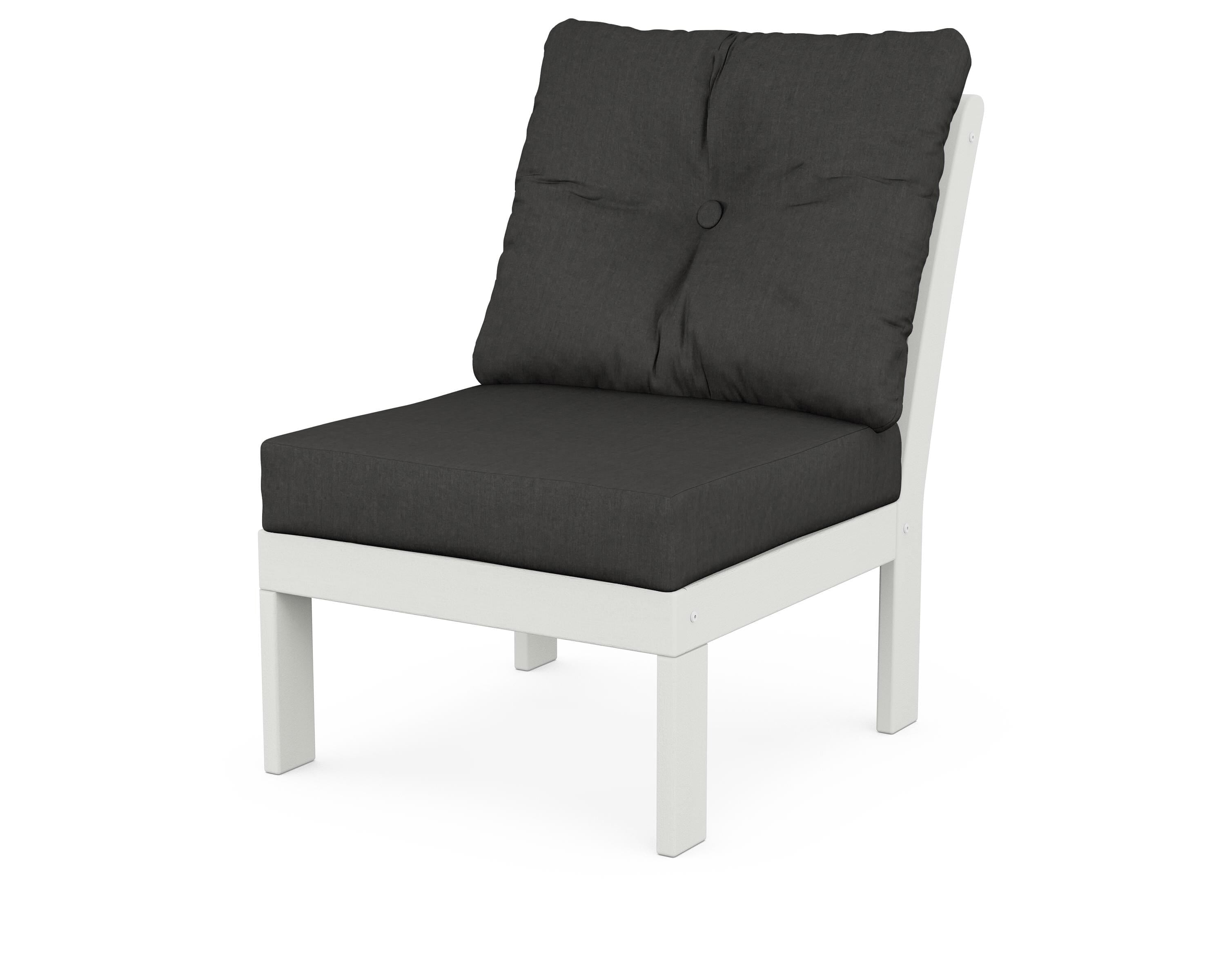 POLYWOOD® Vineyard Modular Armless Chair in Vintage White / Spectrum Carbon