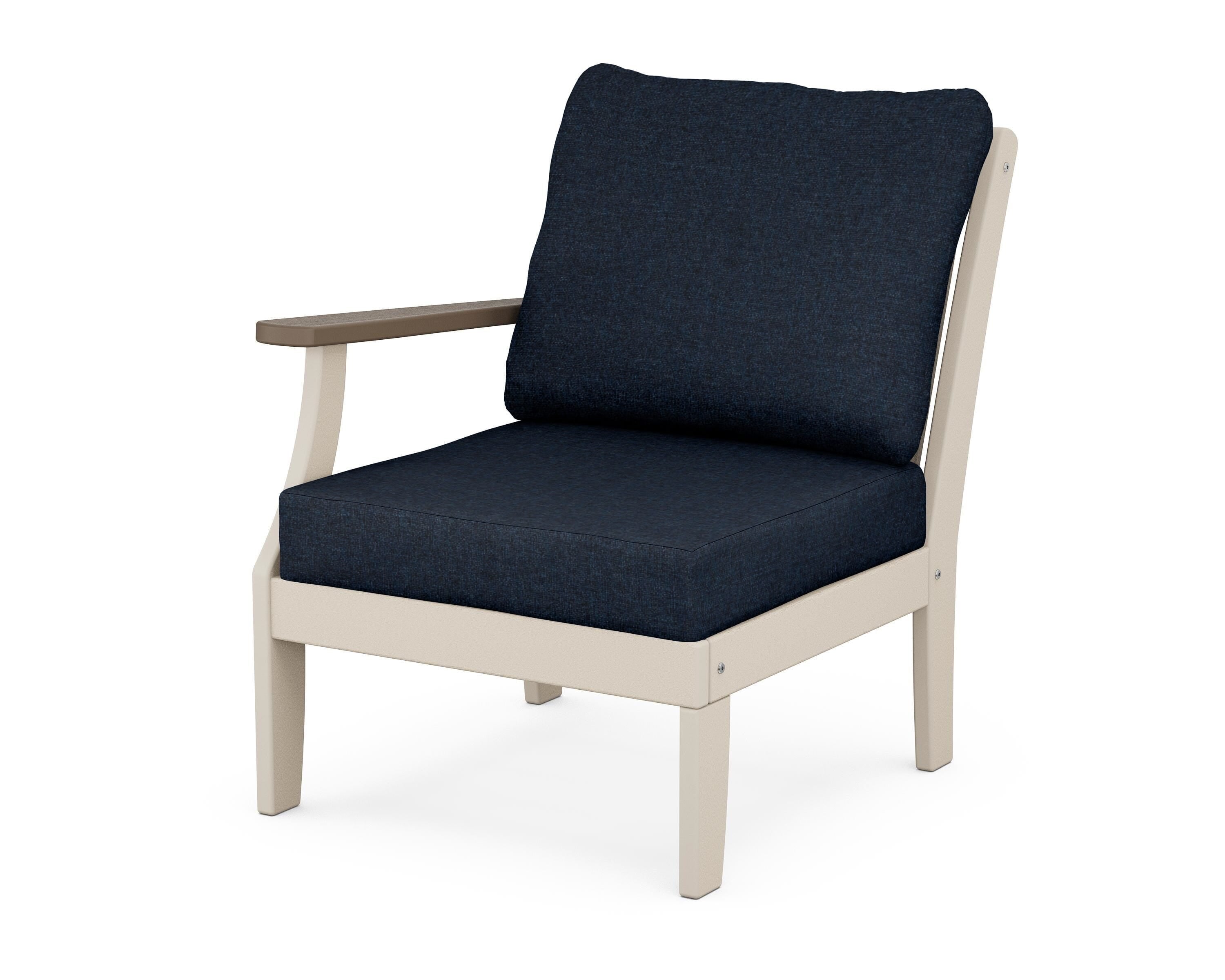 POLYWOOD® Braxton Modular Left Arm Chair in Sand / Kona / Marine Indigo