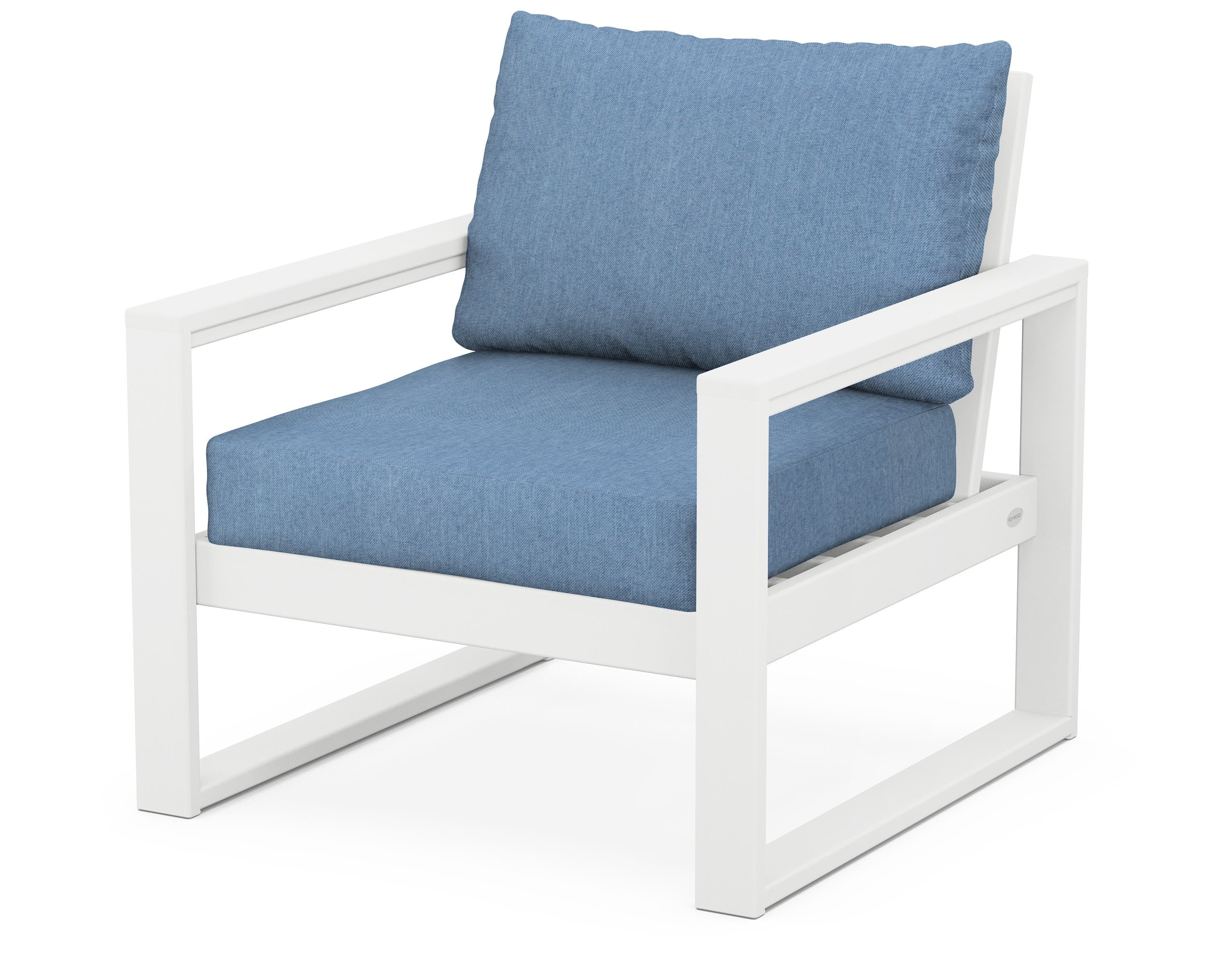 POLYWOOD® EDGE Club Chair in White / Sky Blue
