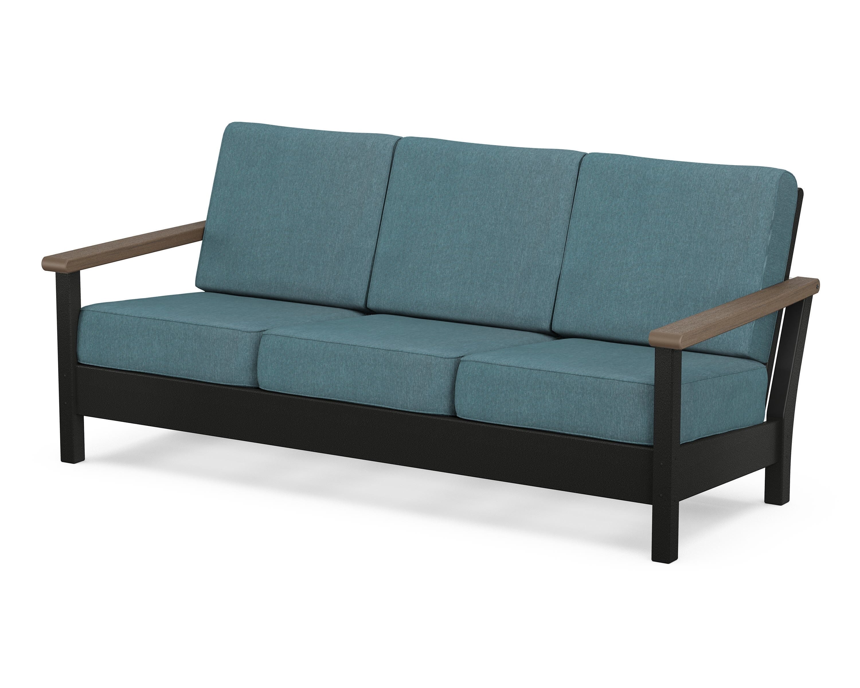 POLYWOOD® Harbour Deep Seating Sofa in Black / Kona / Ocean Teal