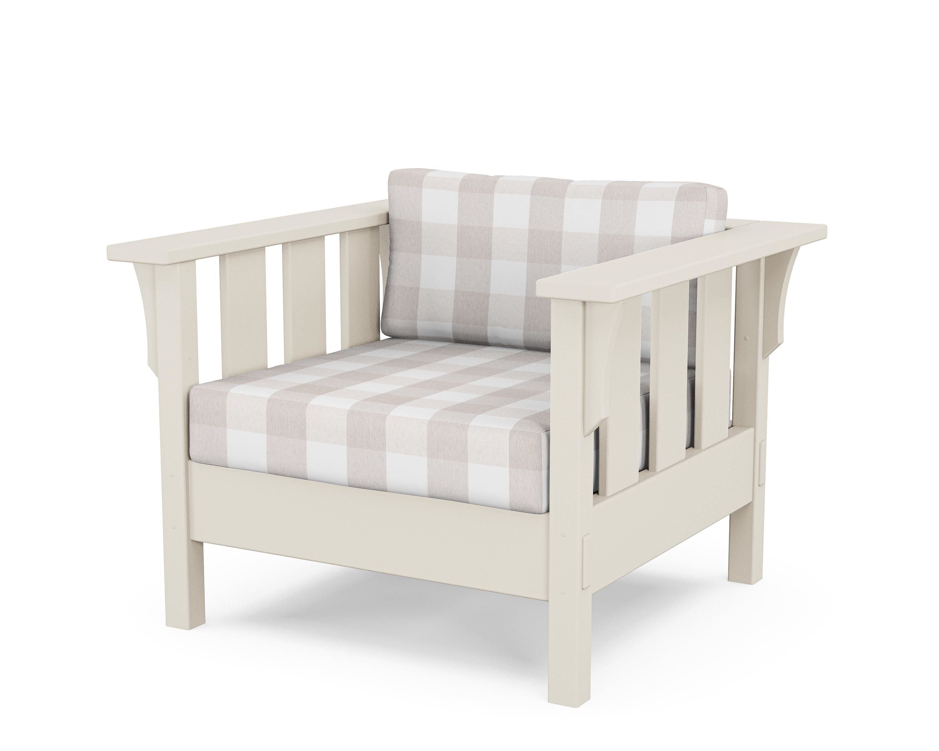 Martha Stewart by POLYWOOD® Acadia Deep Seating Chair in Sand / Buffalo Plaid Dune Burlap